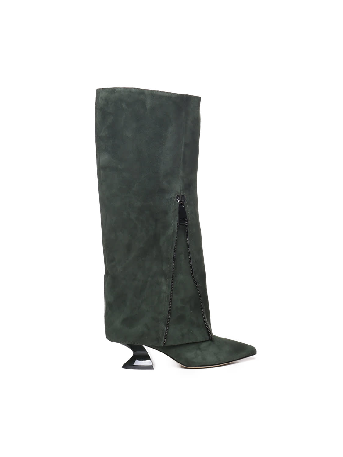 Alchimia Suede Boot With Heel In Green