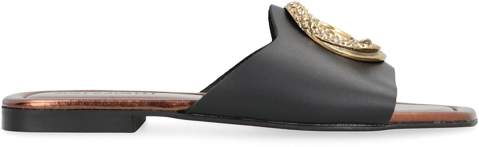 Just Cavalli Elisie Satin Slide Sandals In Black