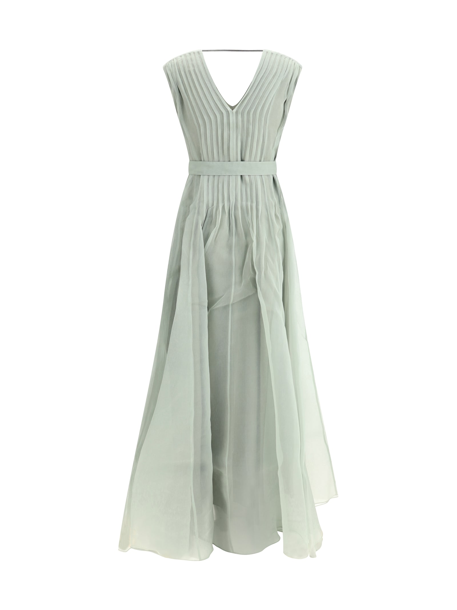 Brunello Cucinelli V-neck Flowing Silk Long Dress