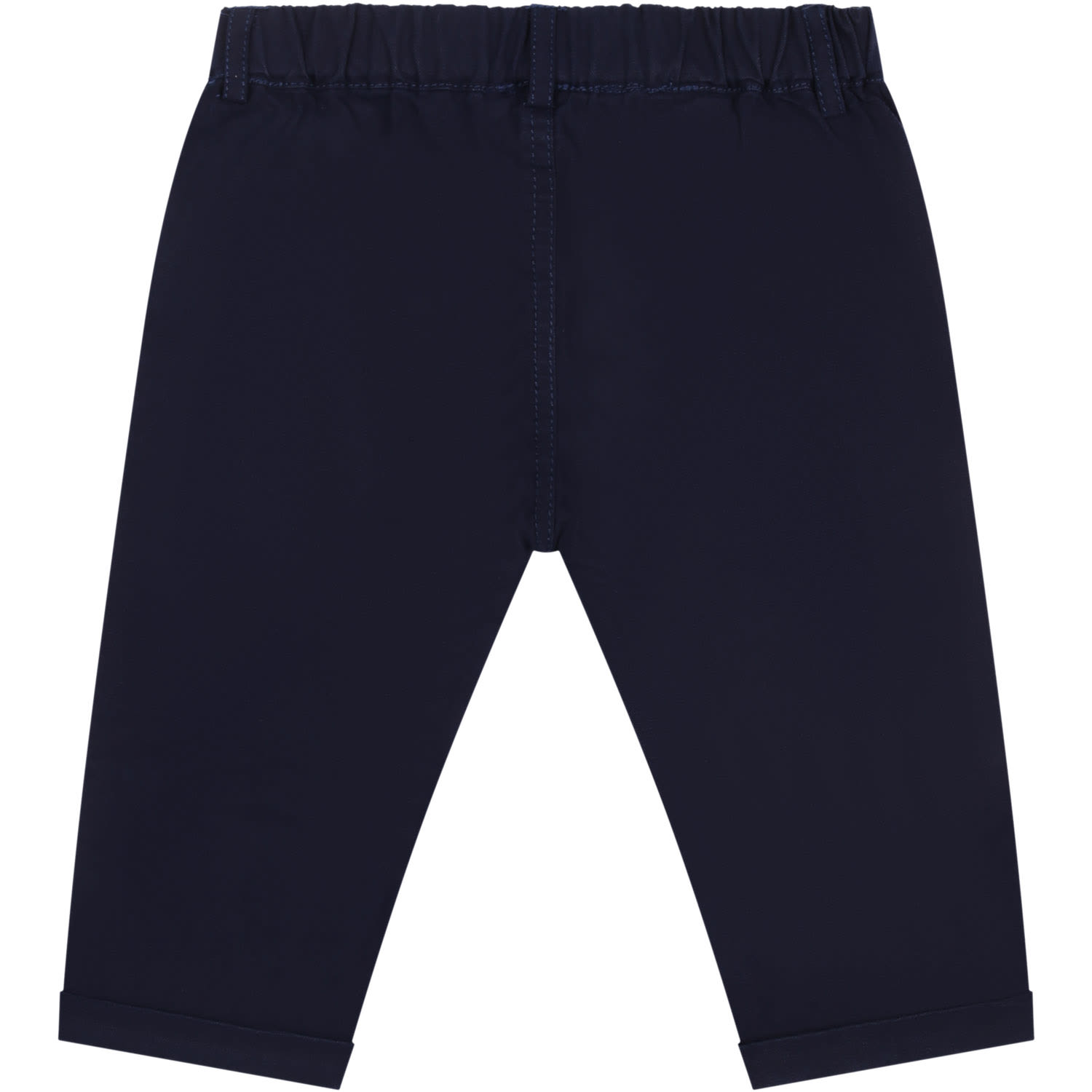 Shop Moschino Blue Trousers For Baby Boy With Teddy Bear And Logo