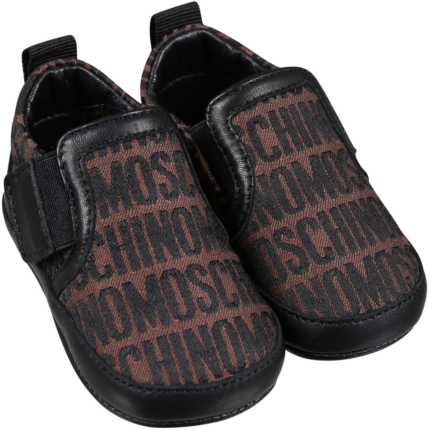 Shop Moschino Brown Slip On For Babykids With Logo
