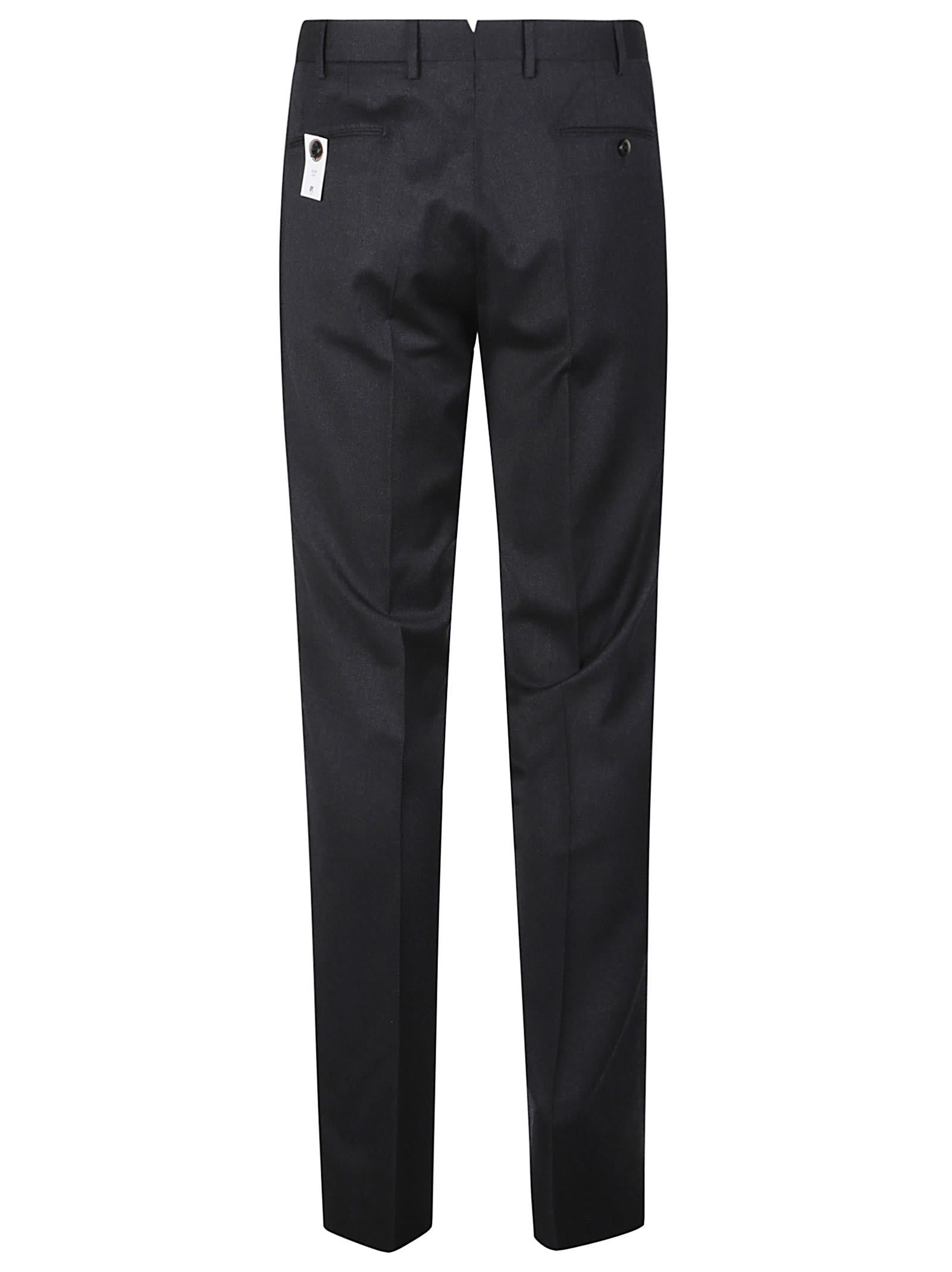 Pt Torino Wool Trousers With Concealead Closure In Grigio Piombo