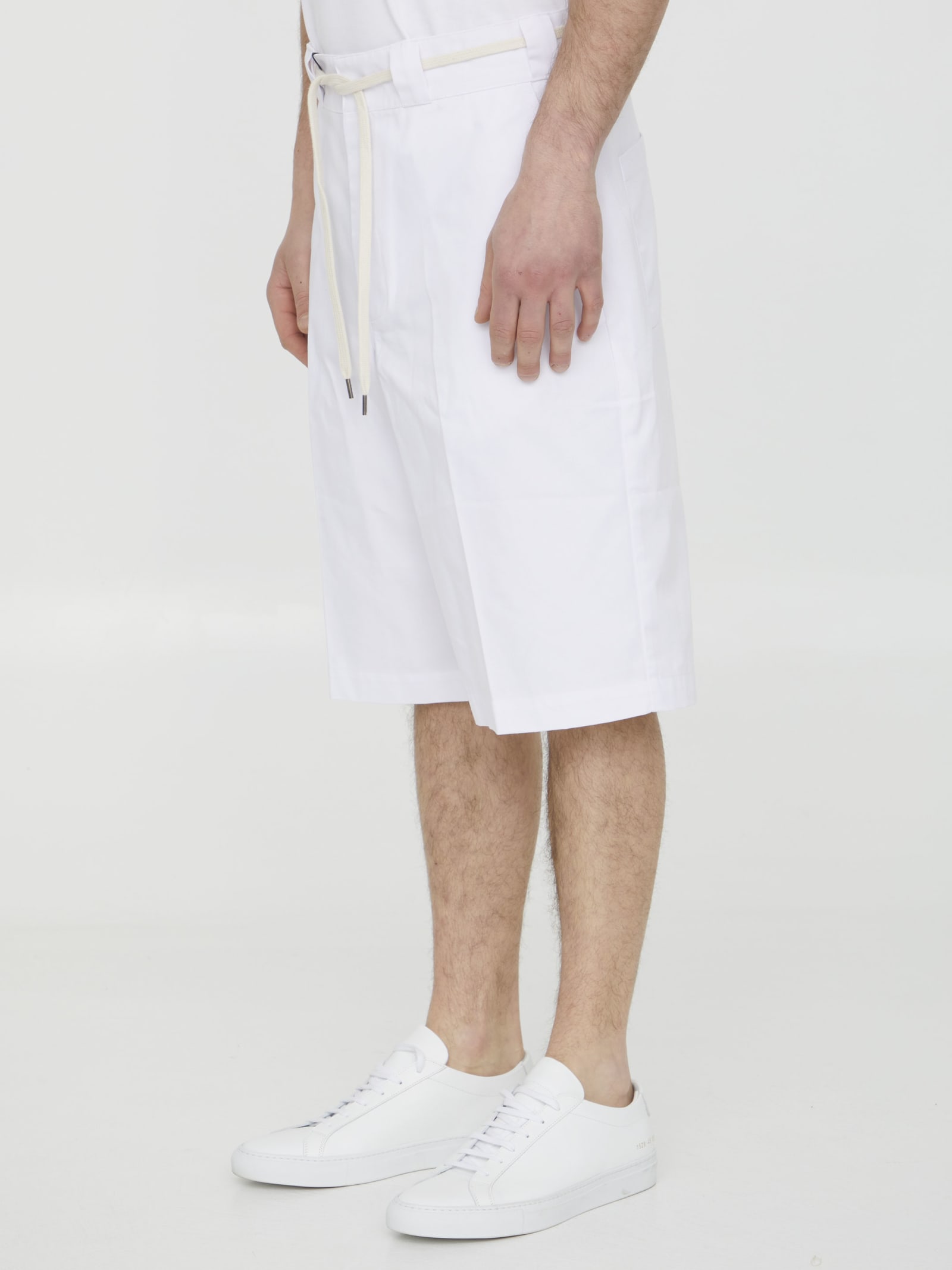 Shop Drôle De Monsieur Le Short Twill Bermuda Shorts In White