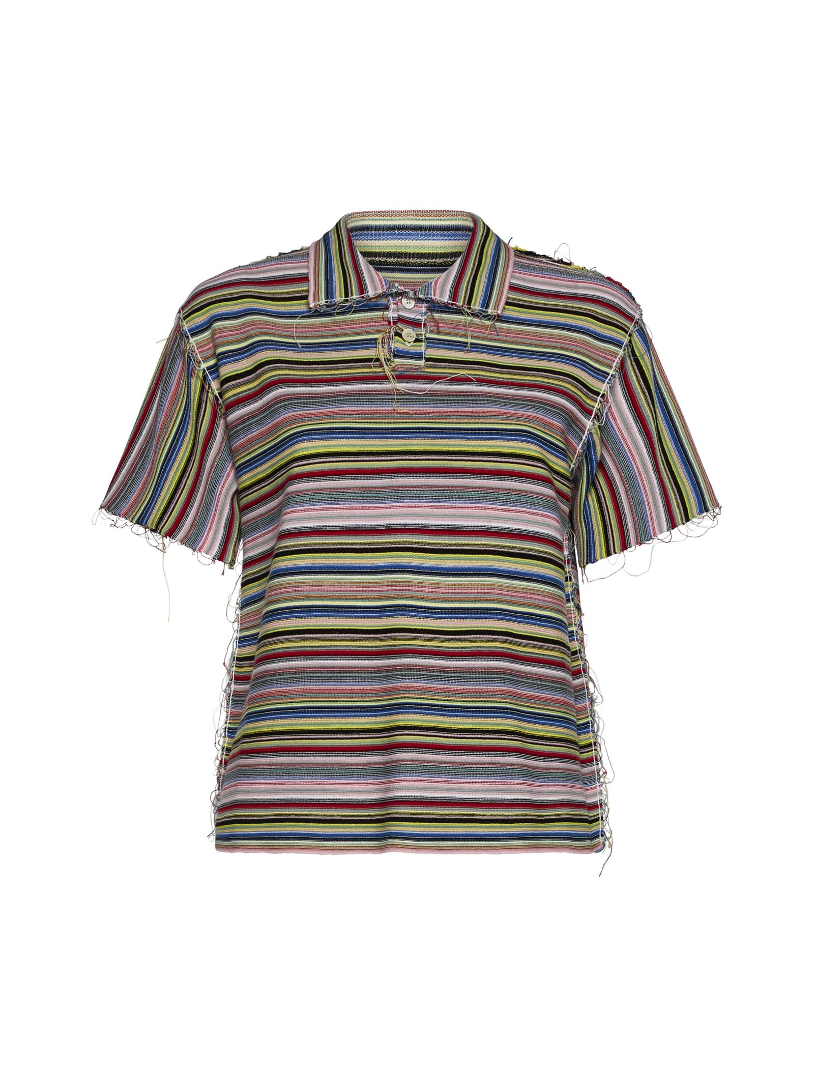 Shop Maison Margiela Polo Shirt In Stripes Color Mix