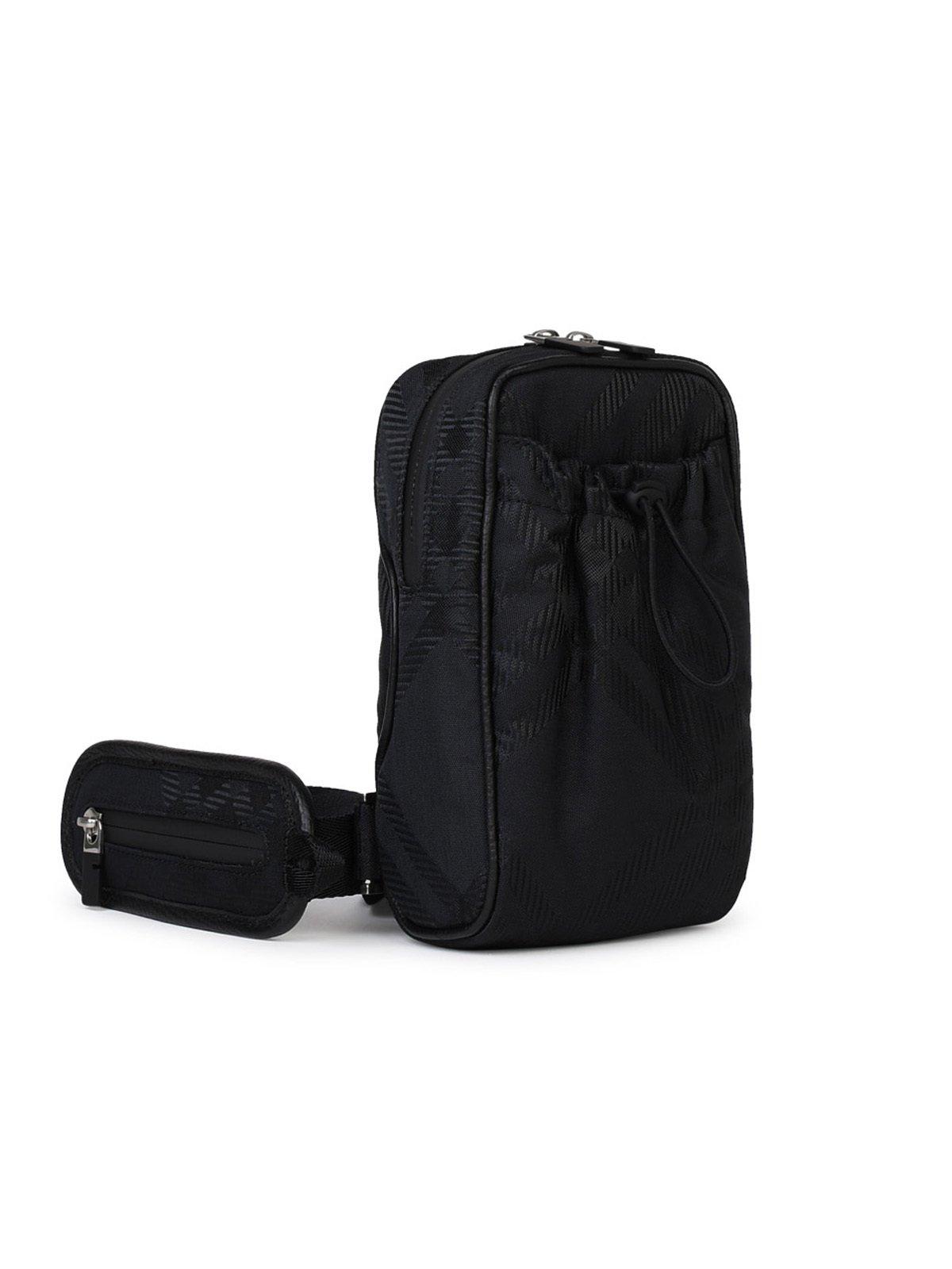 Shop Burberry Check-jacquard Zipped Phone Bag In Black