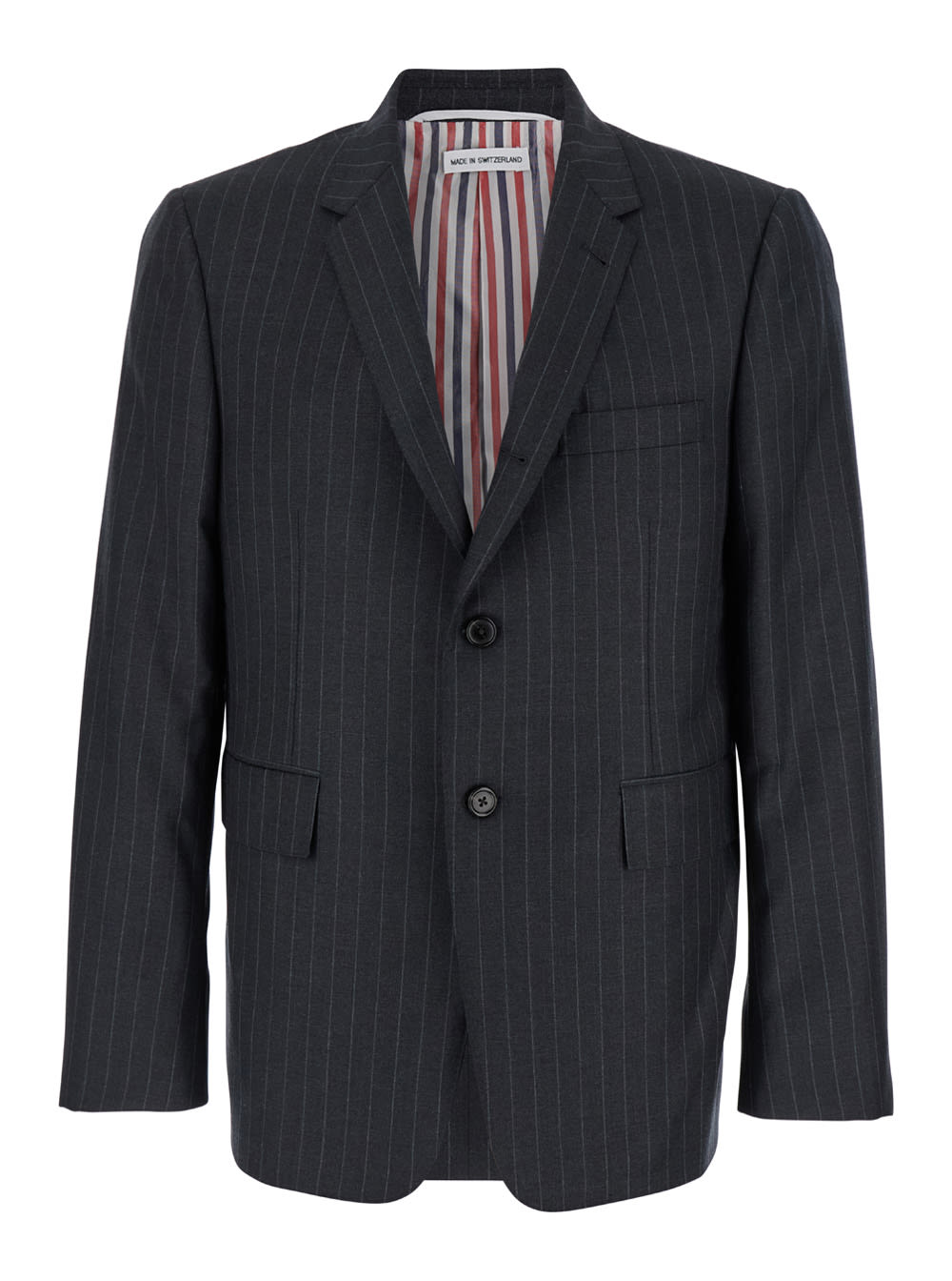 Shop Thom Browne Grey Pinstripe Single-breasted Jacket In Wool Man