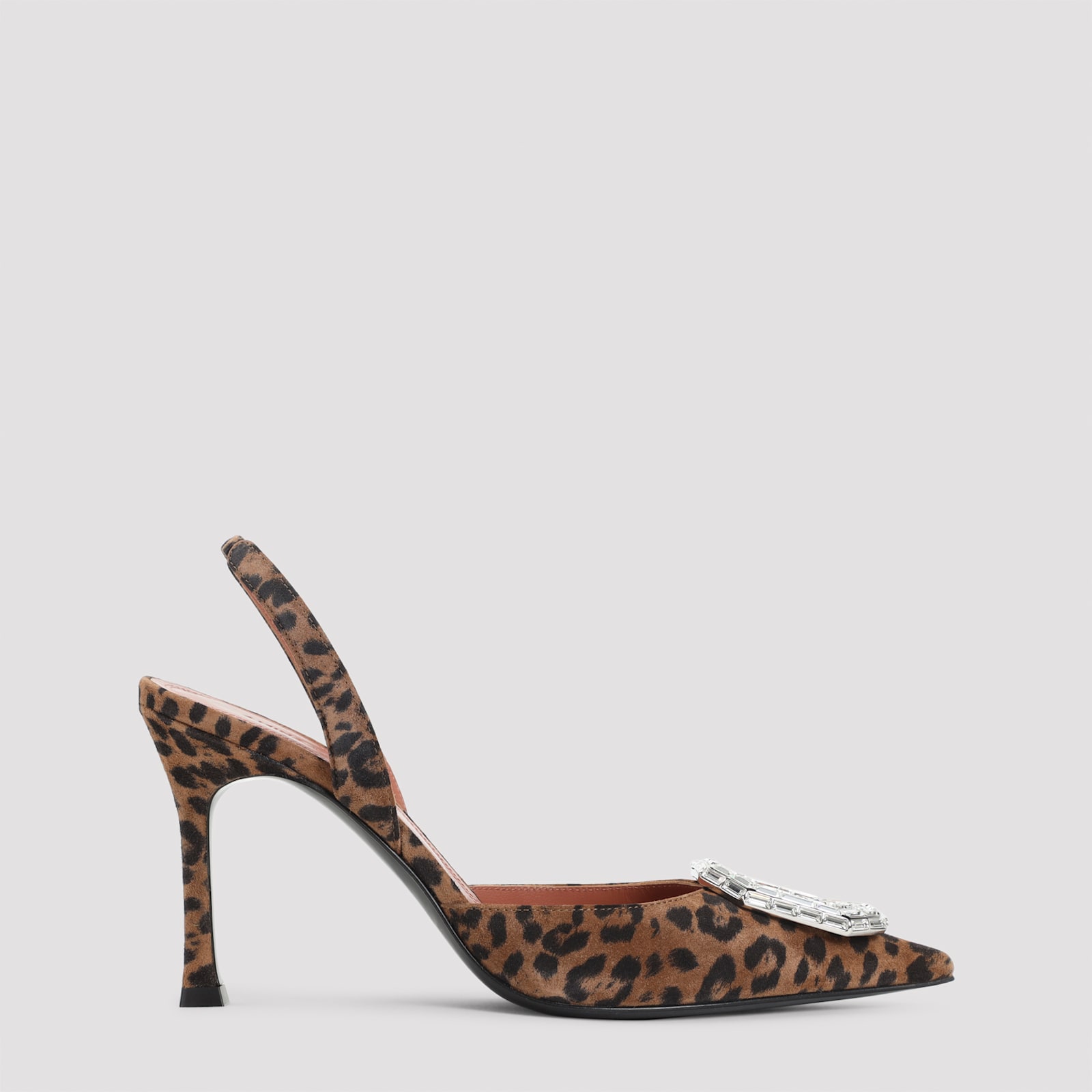 Amina Muaddi Leopard Print Pointed Toe Heels In Multi