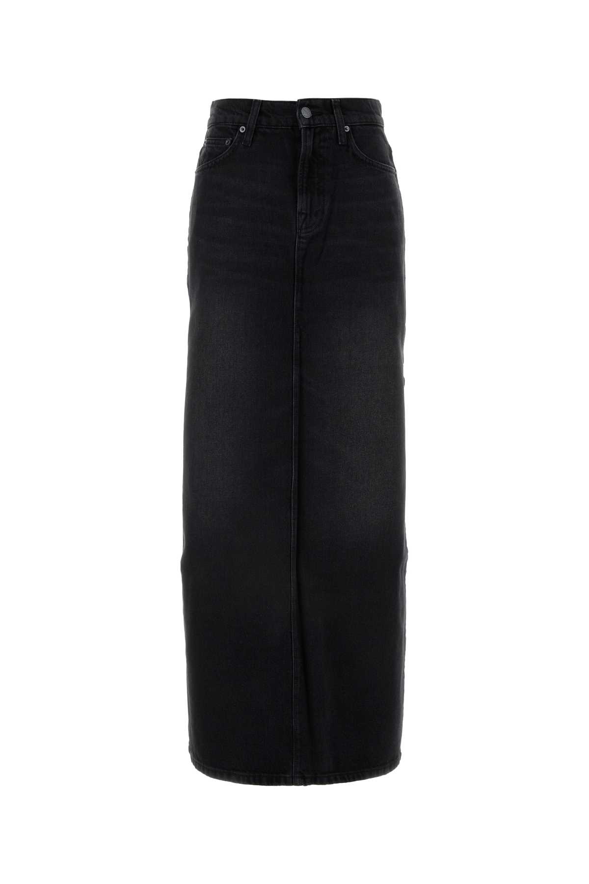 Shop Mother Black Denim Skirt In Latenightlick