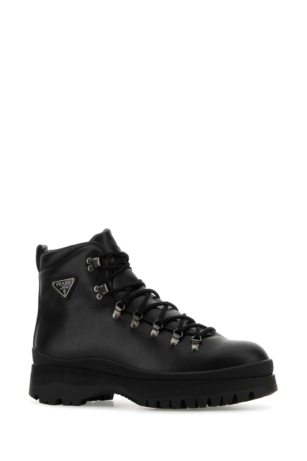 Prada Logo Leather Ankle Boots Boots And Ankle Boots Black In Black