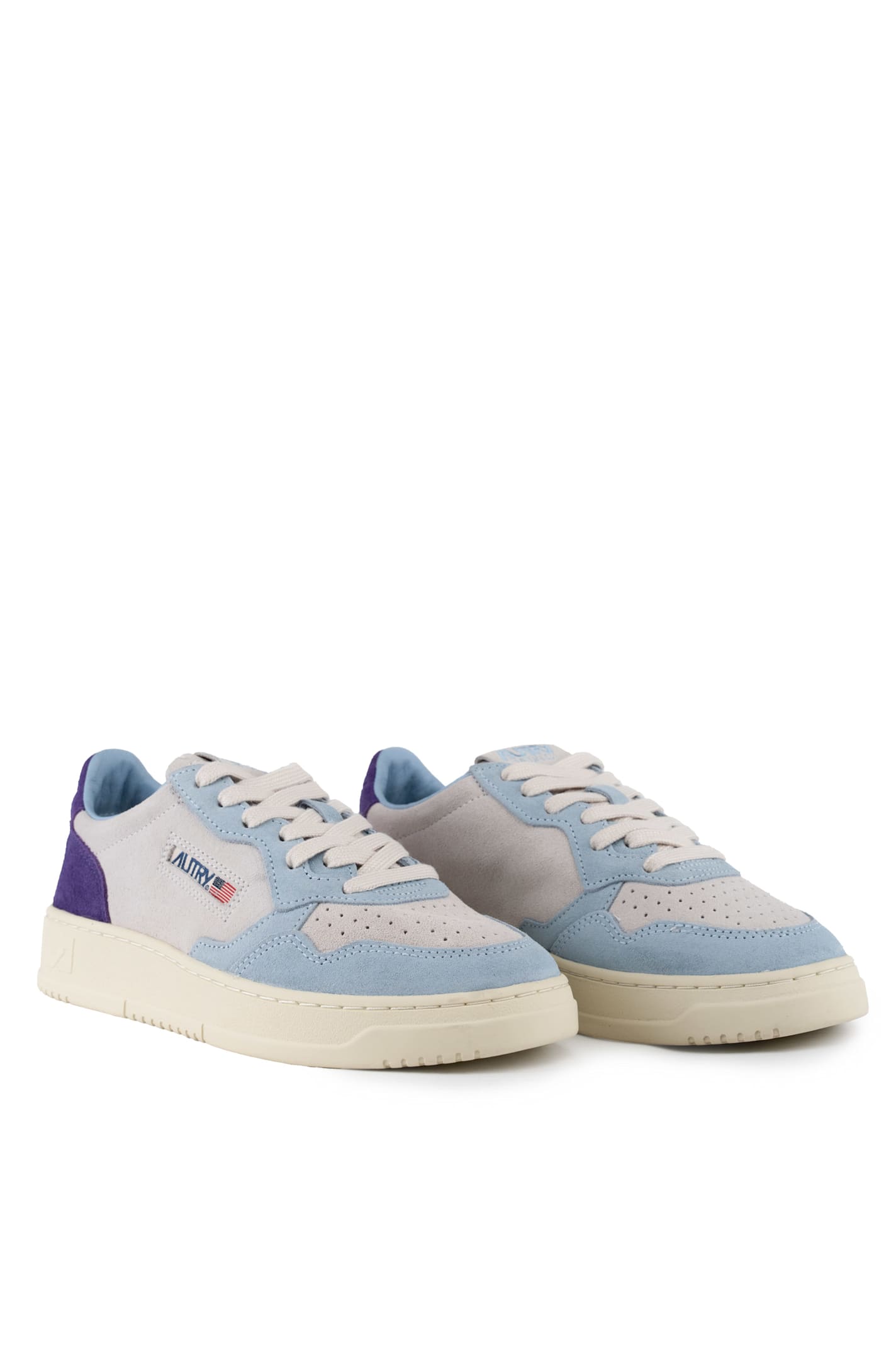 Autry Medalist Low Tricolor Suede Sneakers Patridge And Mauve Color In Multi