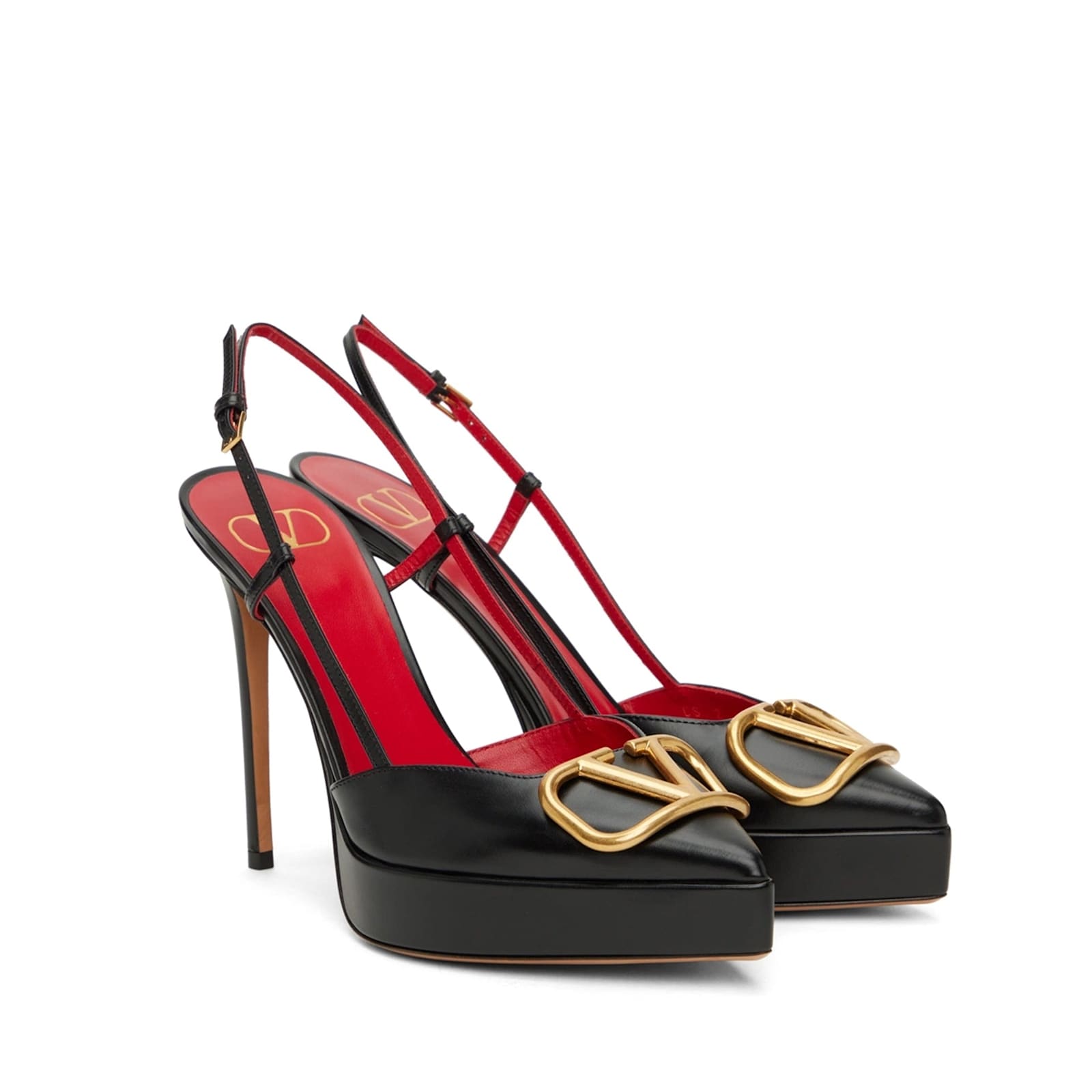Valentino Womens Black Vlogo 120 Pointed-toe Leather Slingback Courts In Black