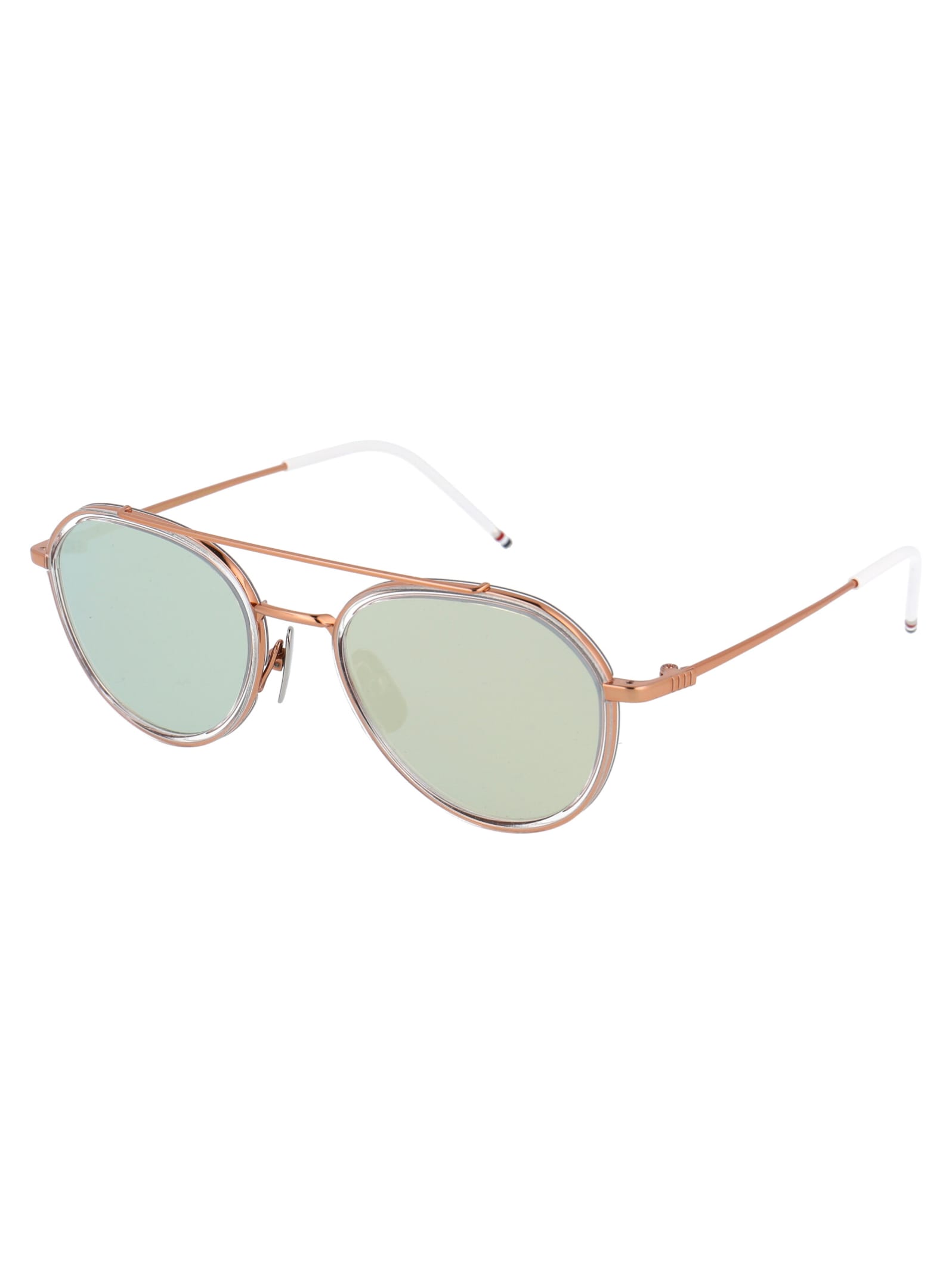 Shop Thom Browne Tb-801 Sunglasses In Rose Gold - Crystal Clear W/ Dark Grey - Milky Gold Flash - Ar