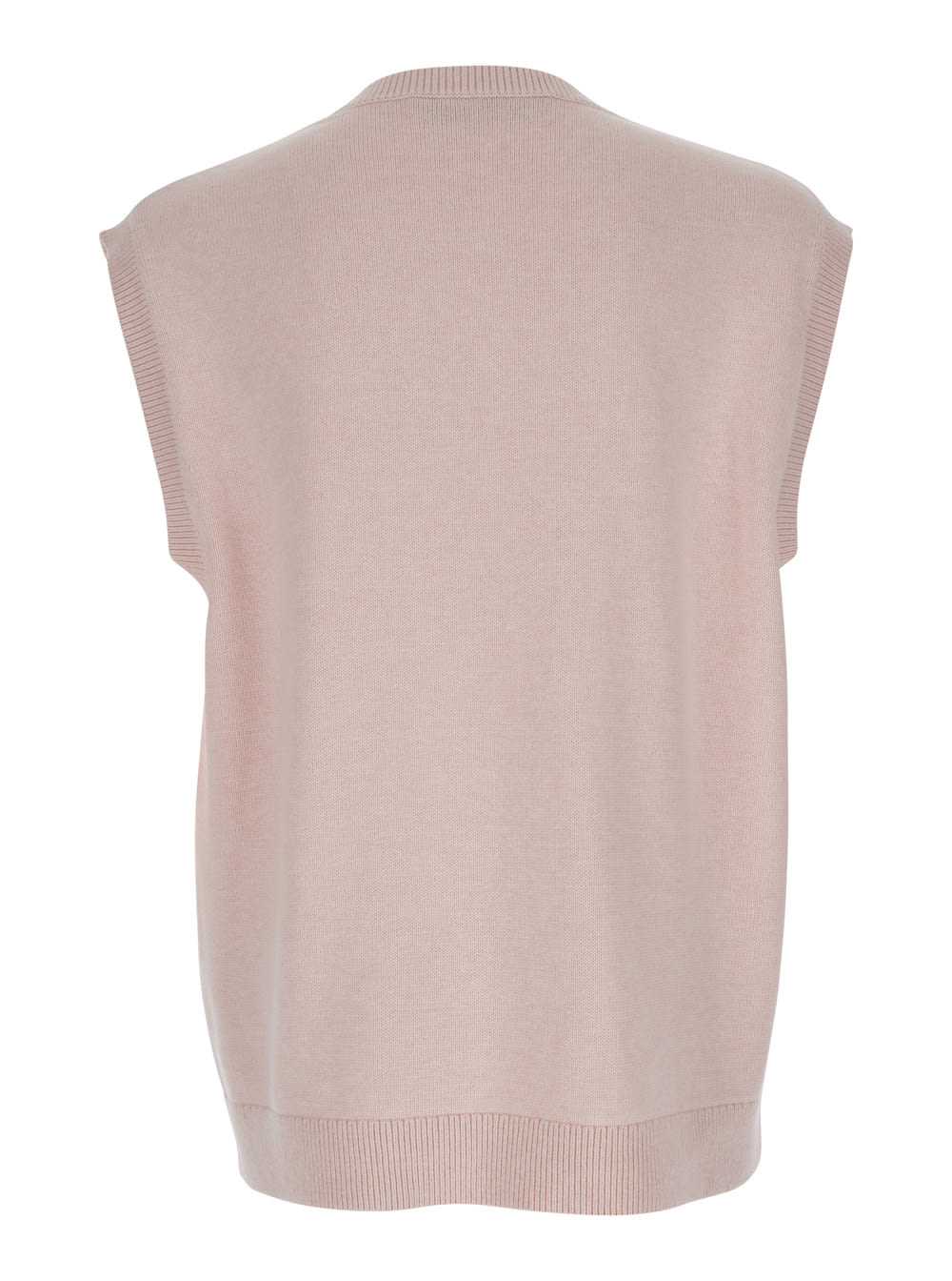 Jw Anderson Pink Sleeveless Vest With V Neck And Contrasting Logo Embroidery On The Front In Pink