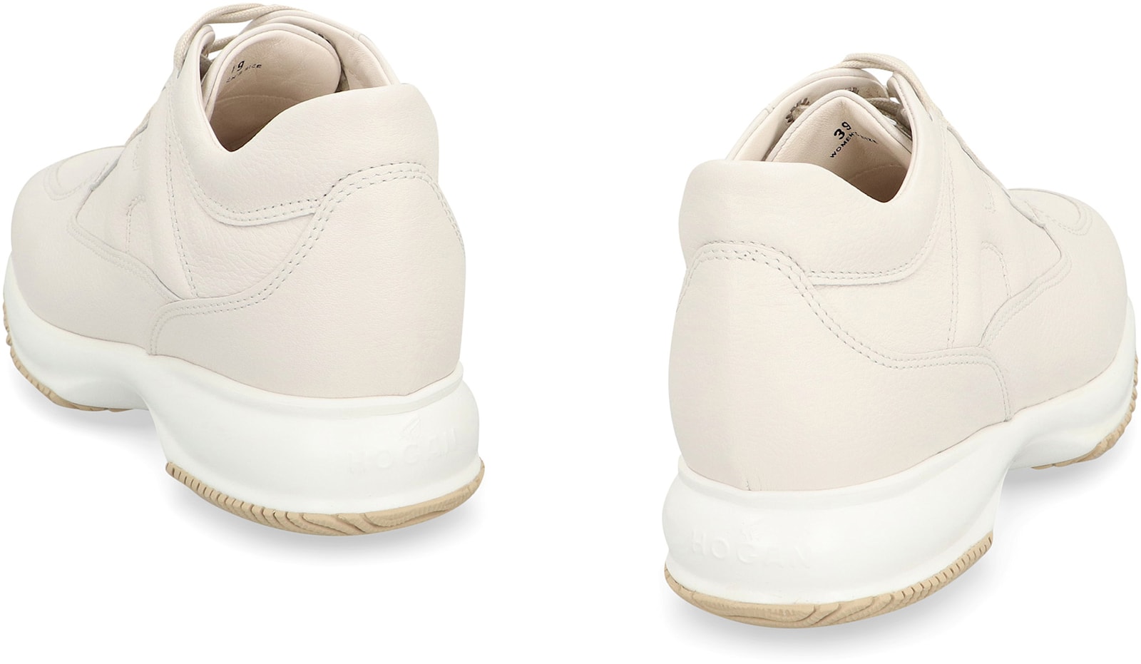 Hogan Interactive Woman Sneakers Light Grey Size 8 Leather In White