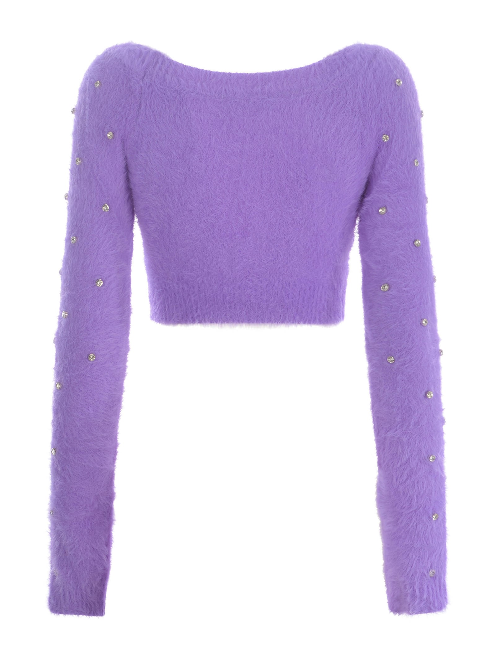 Shop Philosophy Di Lorenzo Serafini Crop Sweater Philosophy In Soft Fabric In Lilla