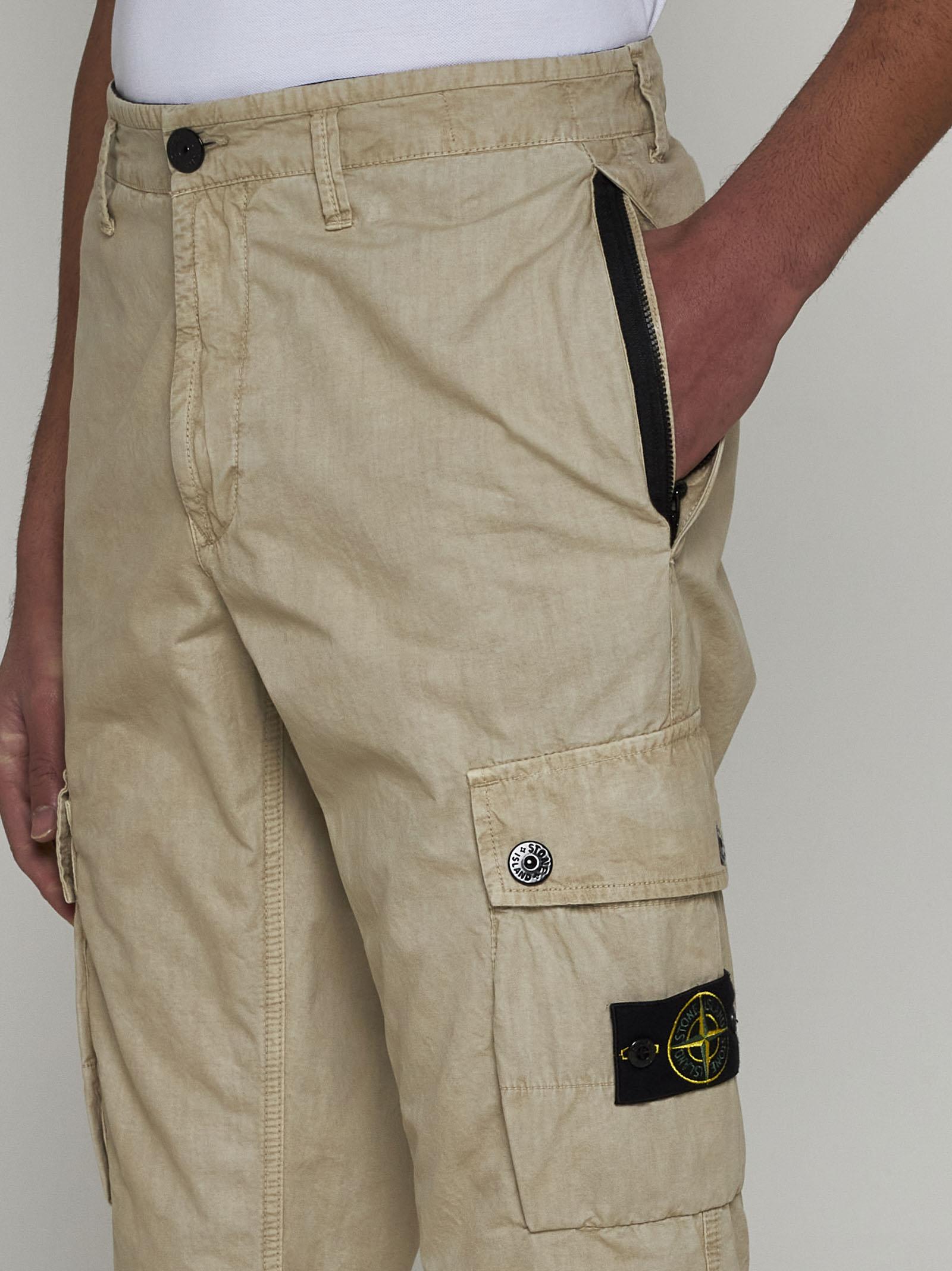 Shop Stone Island Slim-fit Cotton Cargo Trousers In Beige