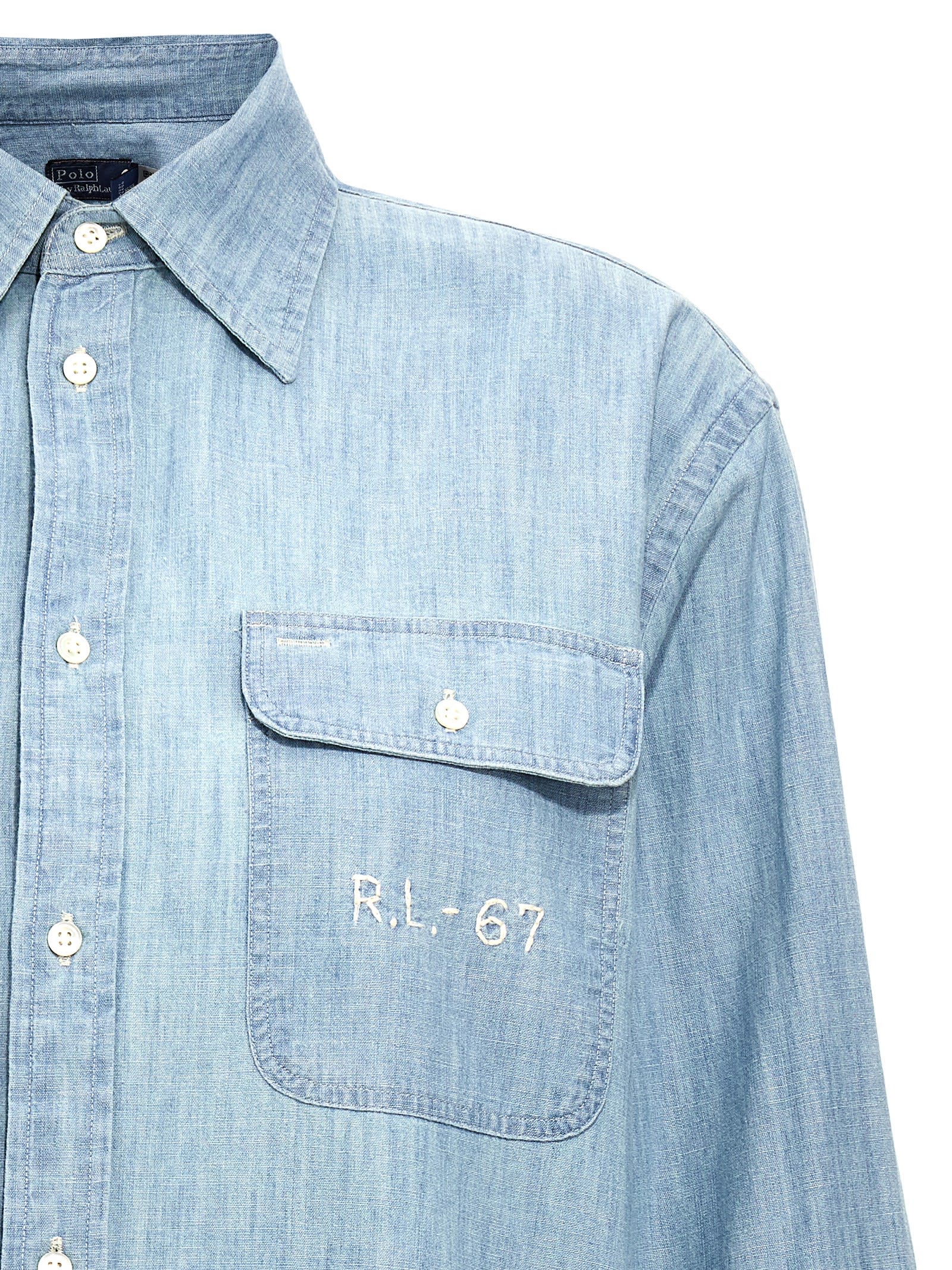 Shop Polo Ralph Lauren Embroidery Detail Shirt In Azzurro