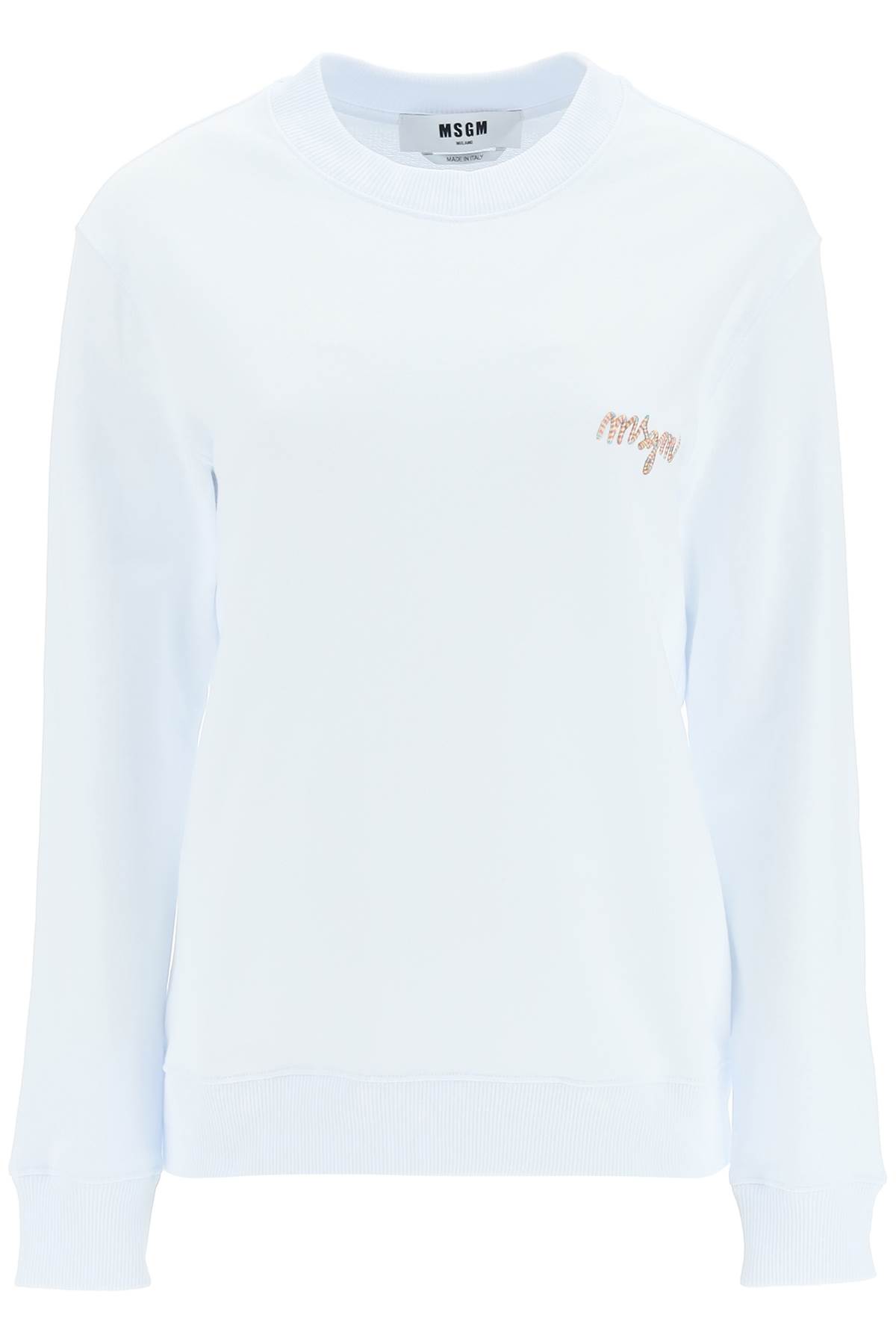 MSGM MULTICOLORED LOGO EMBROIDERY SWEATSHIRT