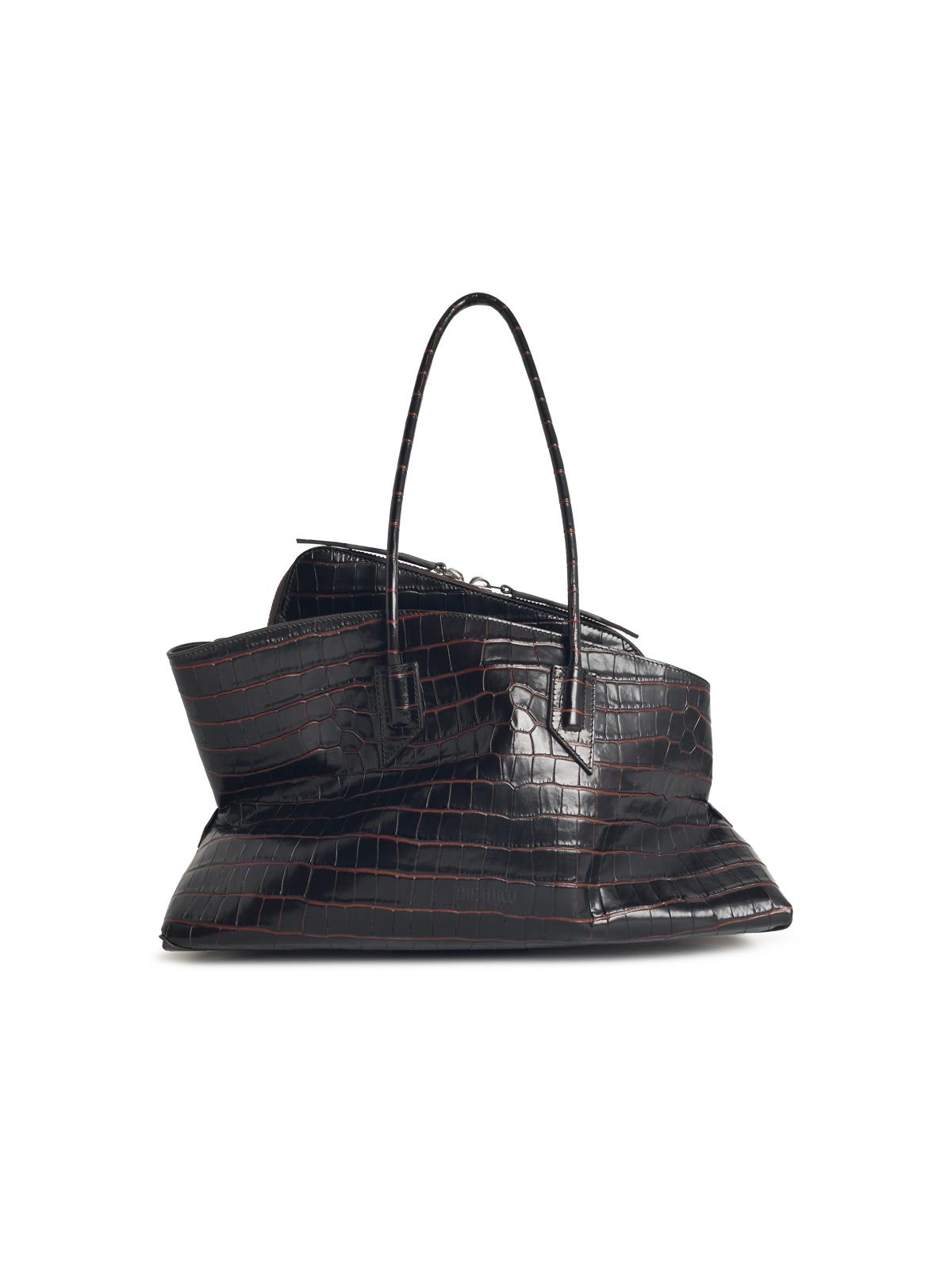Attico La Passeggiata Coffee Medium Leather Bag In Brown