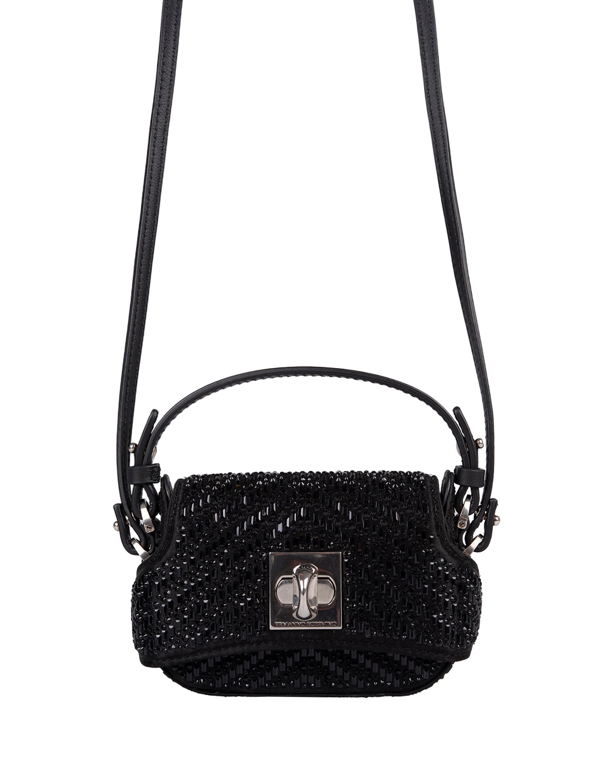 Shop Ermanno Scervino Black Mini Mini Audrey Bag With Crystals