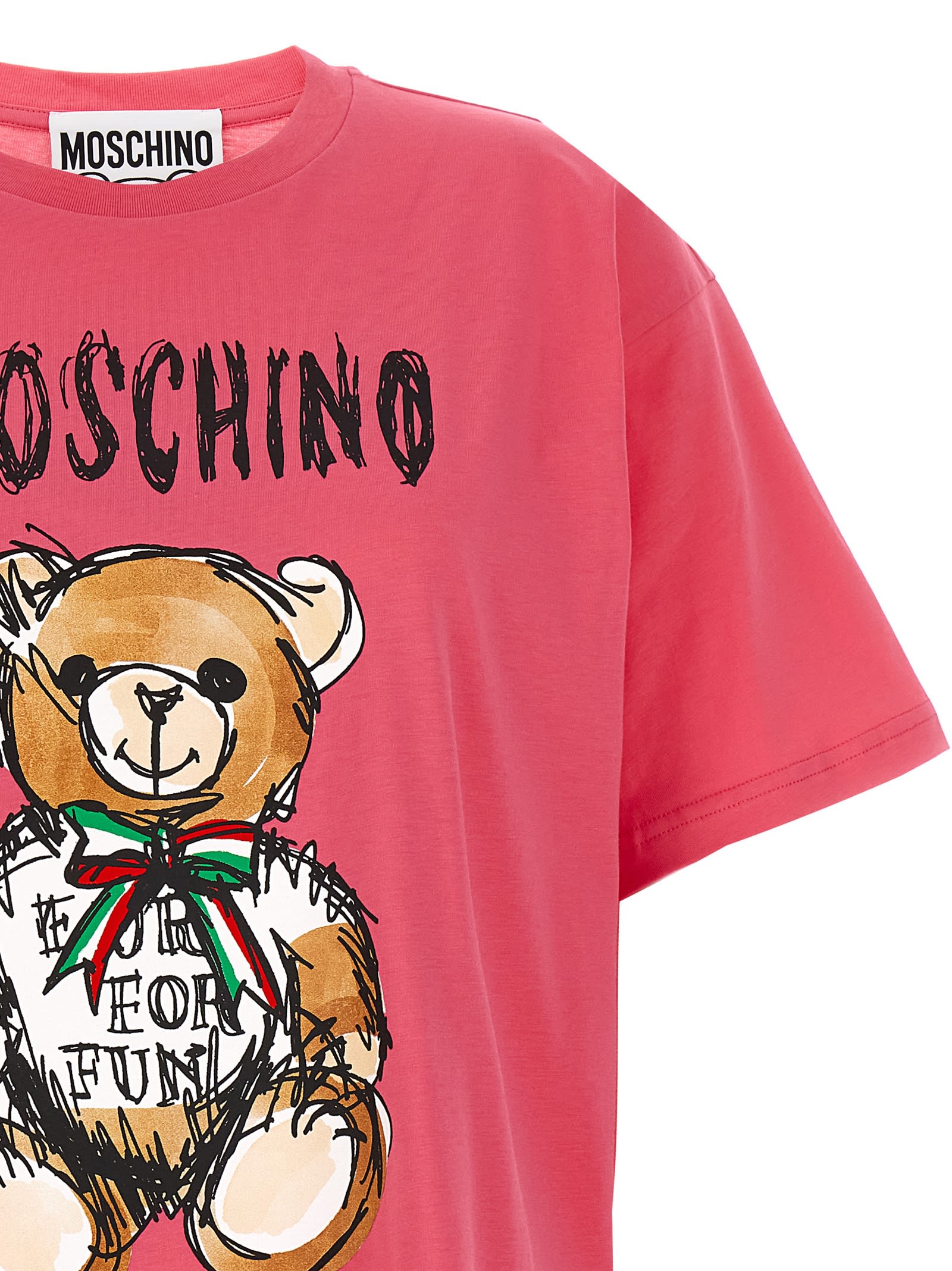 Shop Moschino Teddy Bear T-shirt In Fuchsia