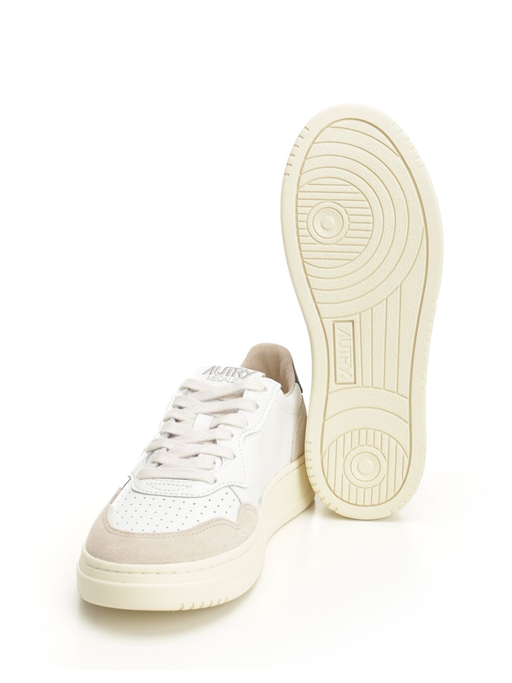 Autry Medalist White Low Top Sneakers With Blue Suede Details In Leather Woman In Nude