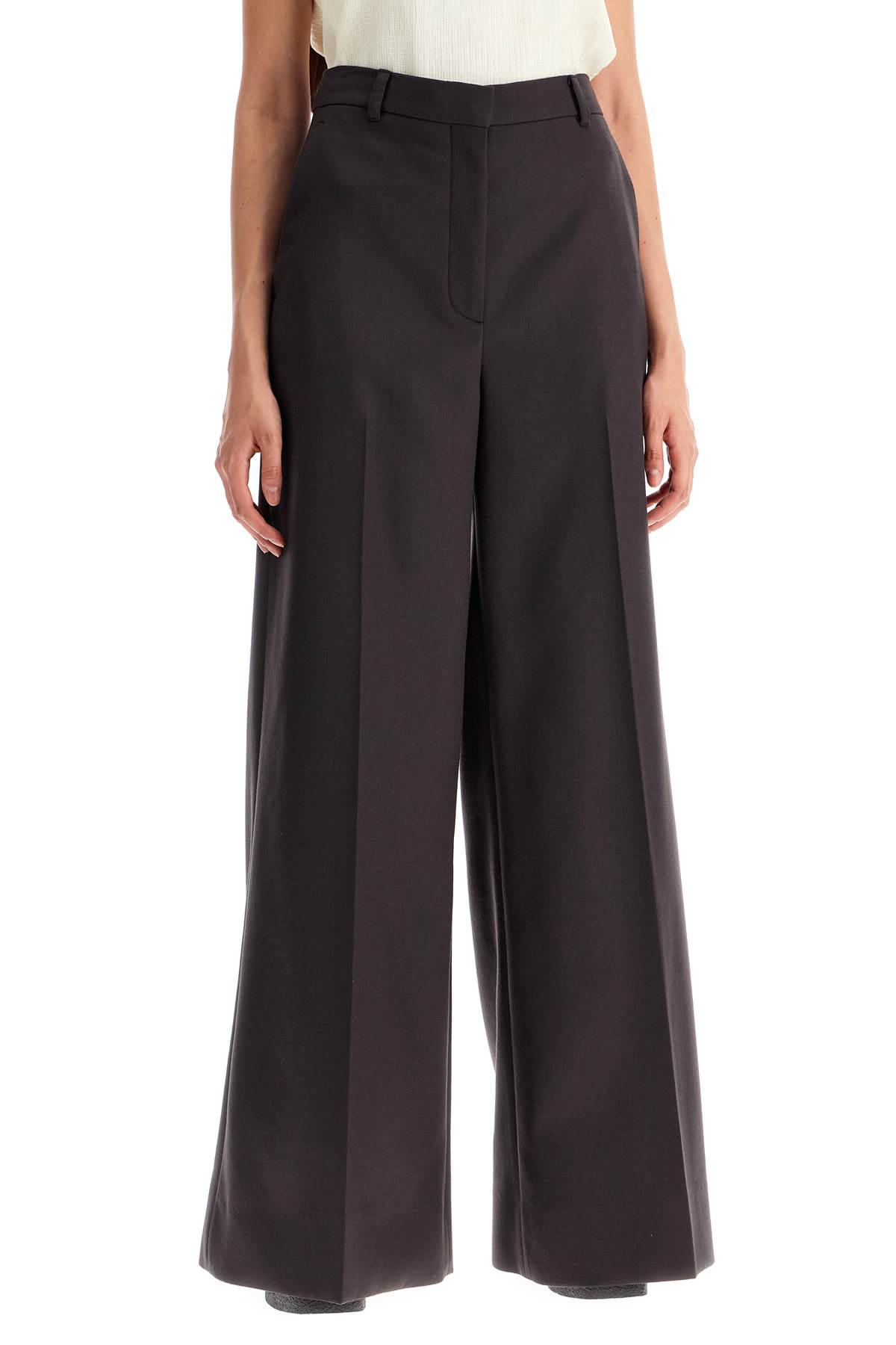 Shop Stella Mccartney Flannel Flared Pants For In Dark Chocolate (brown)