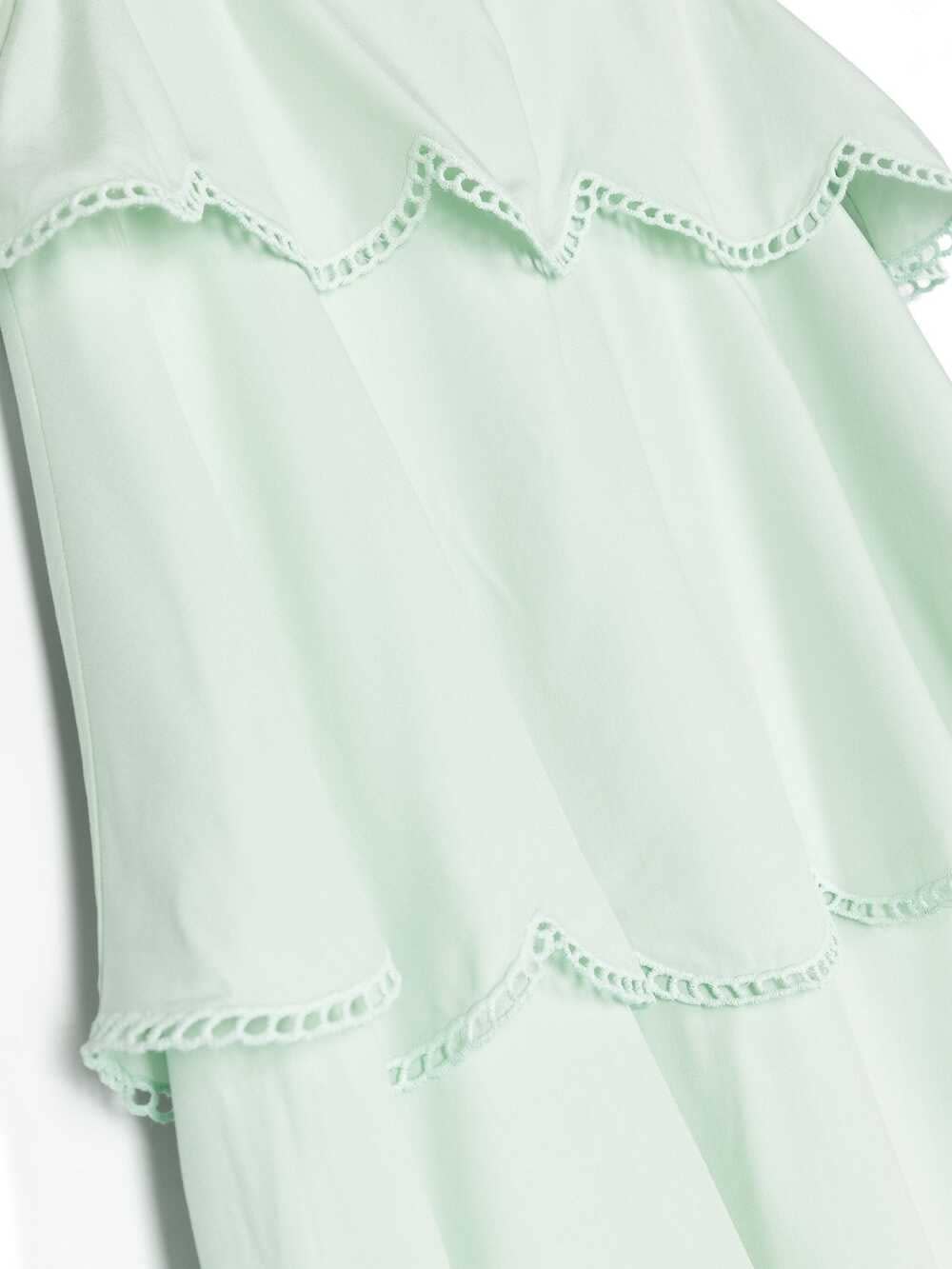 Shop Stella Mccartney Green Ruffle Dress With Scalloped Hem