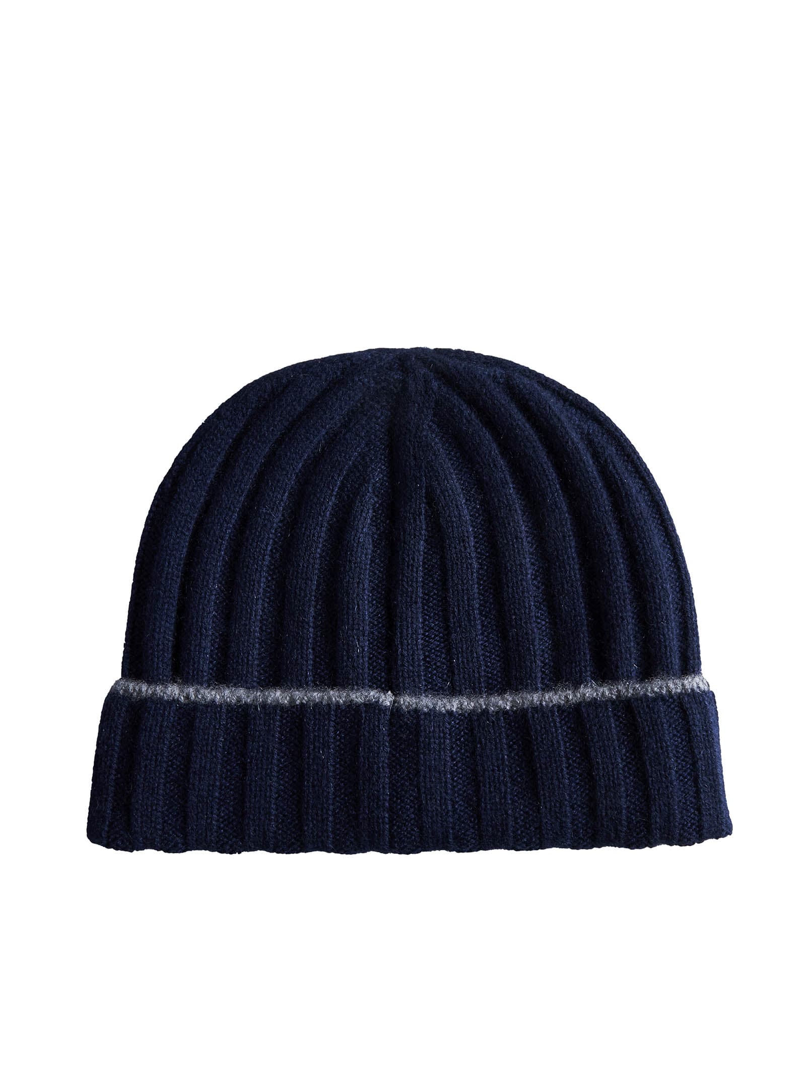 Brunello Cucinelli English Rib Cashmere Knit Beanie In Navy Blue