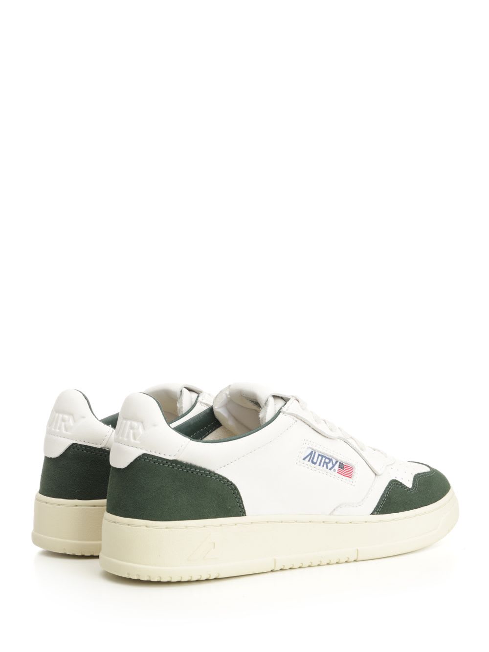 Autry Medalist Low White Leather And Suede Bottle Sneakers In White