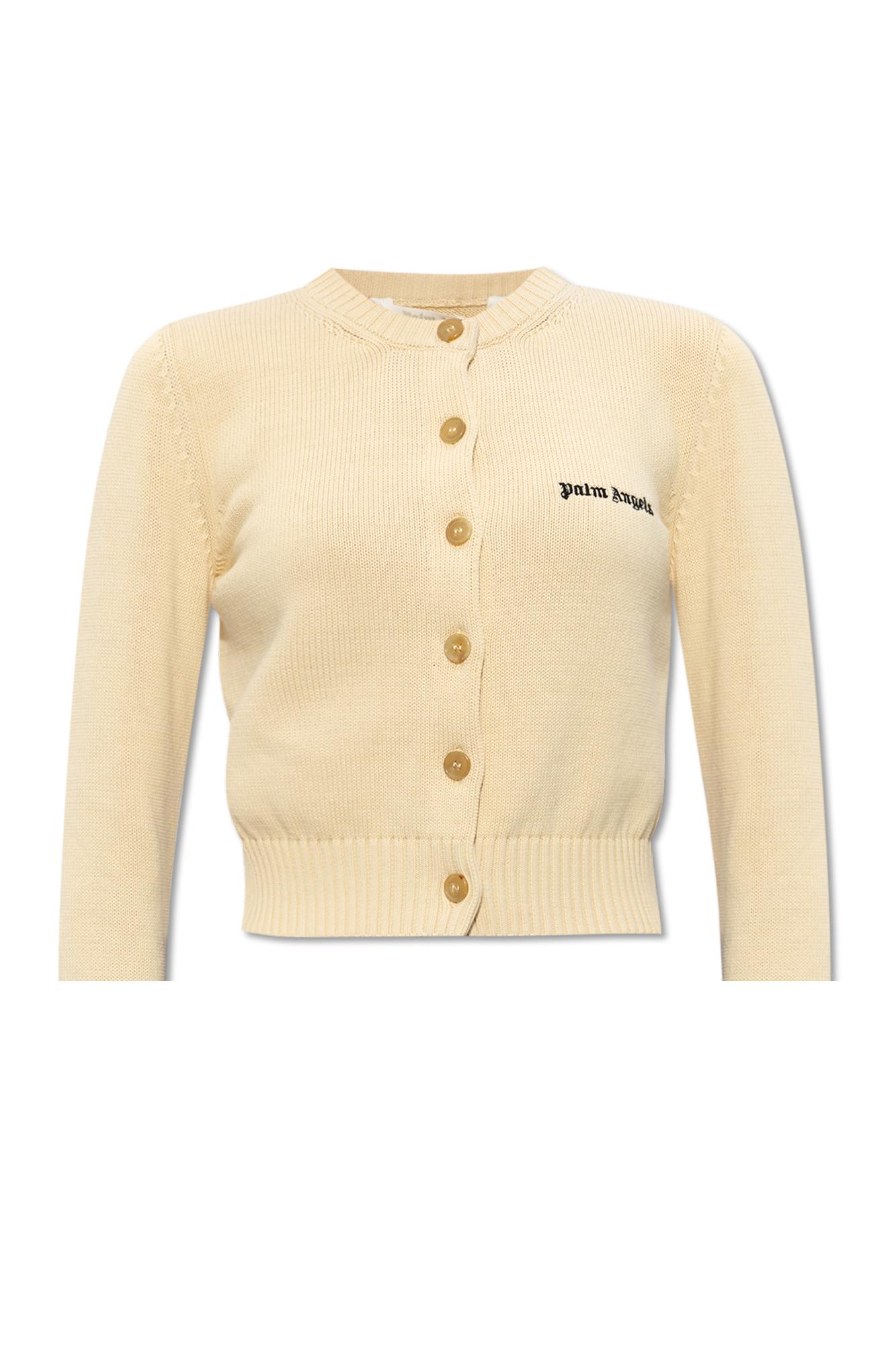 Shop Palm Angels Cardigan With Logo In Off White