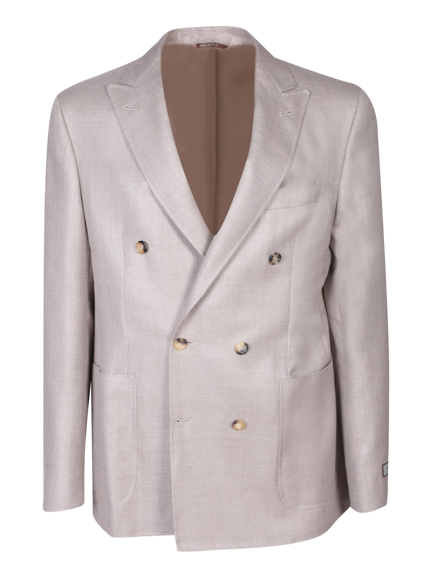 Shop Canali Double-breasted Beige Jacket