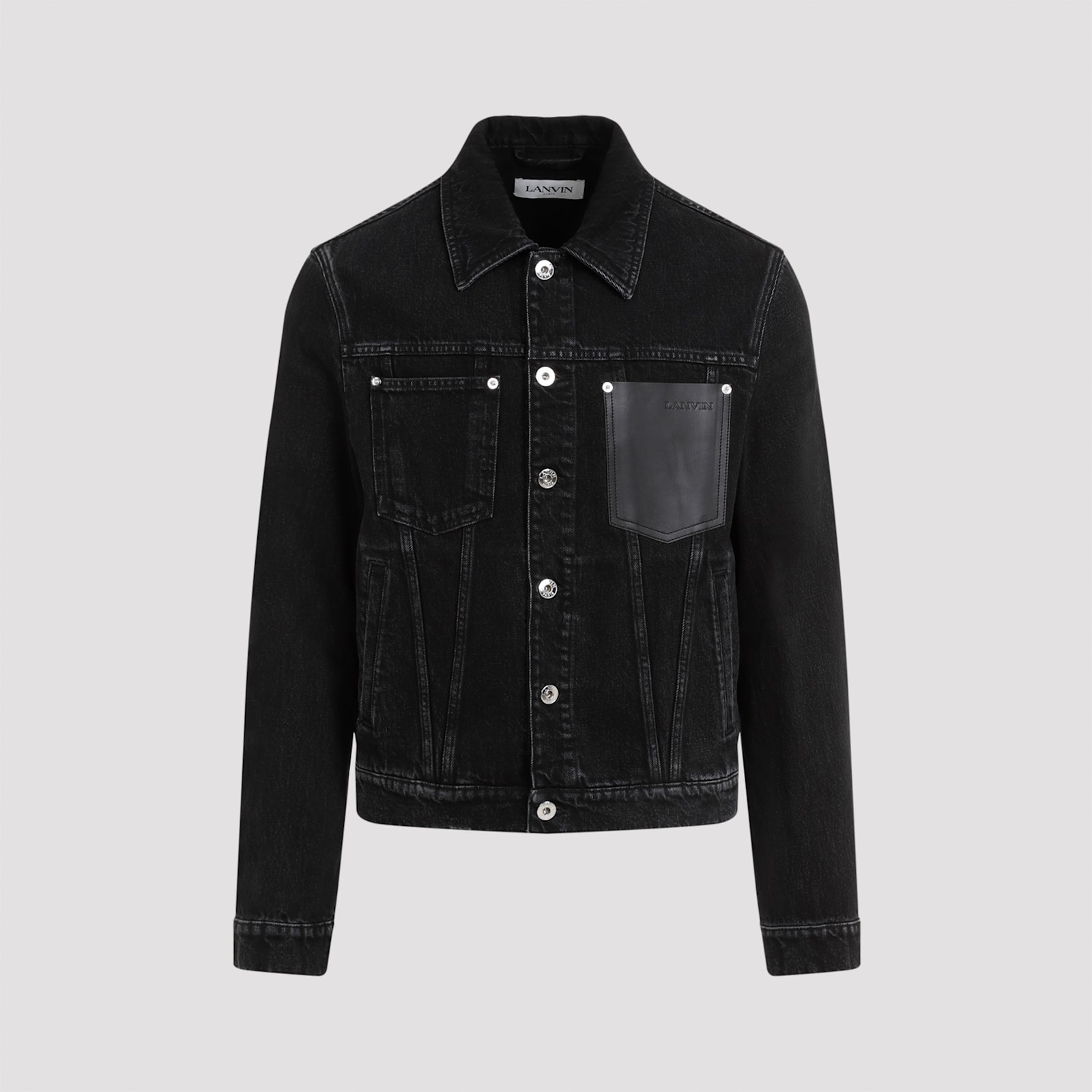 Shop Lanvin Leather Detail Jacket In Black