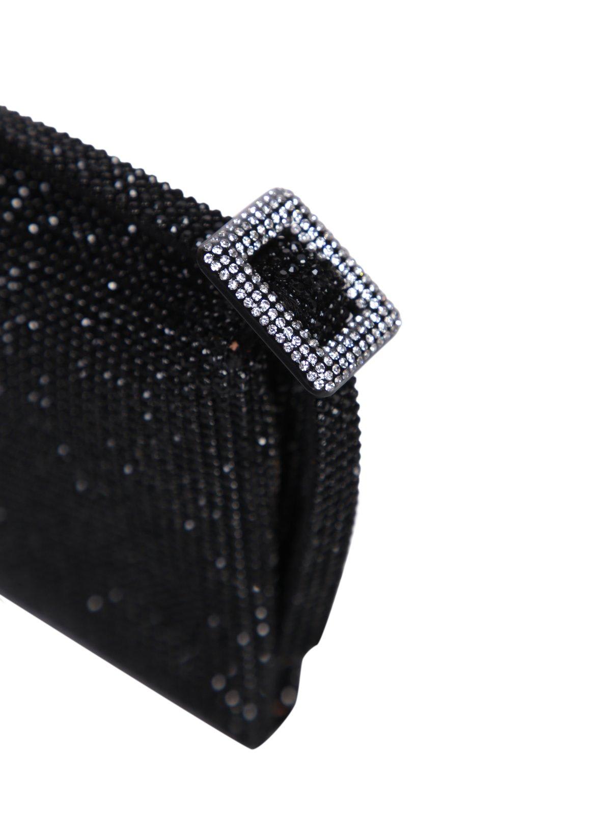 Benedetta Bruzziches Rhinestones Shoulder Bag In Jetblack
