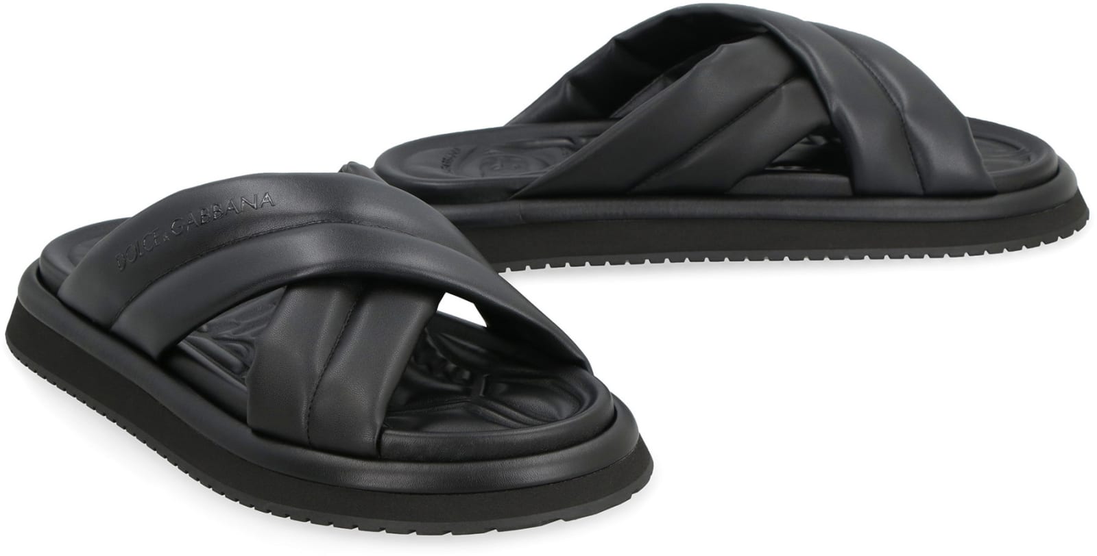 Shop Dolce & Gabbana Eco-leather Slides In Black