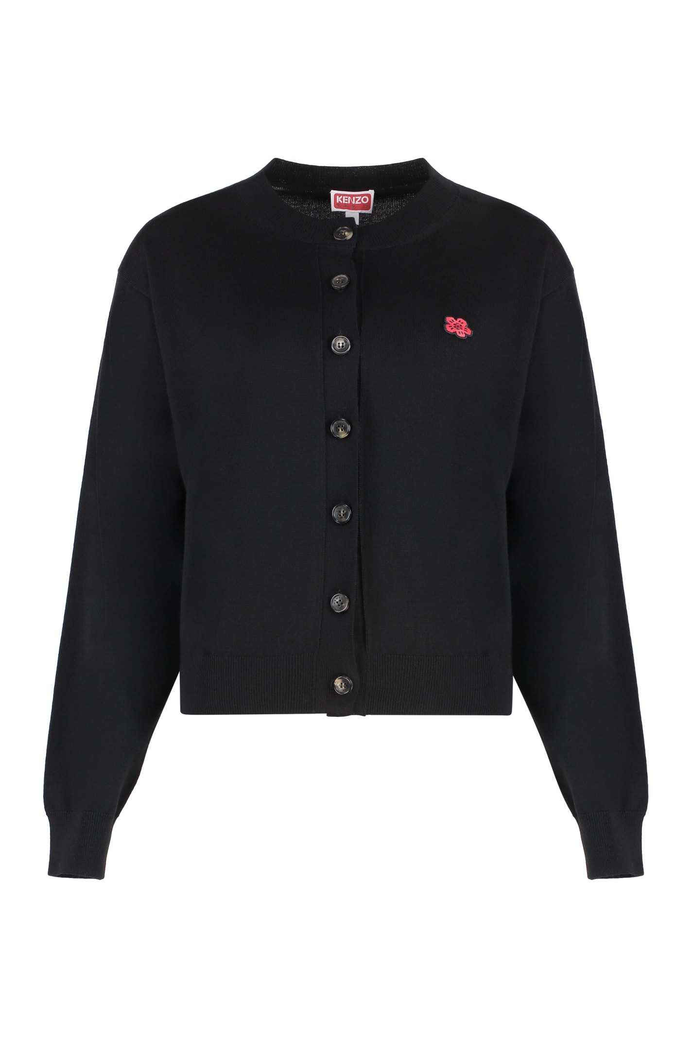 Shop Kenzo Wool Cardigan In Black