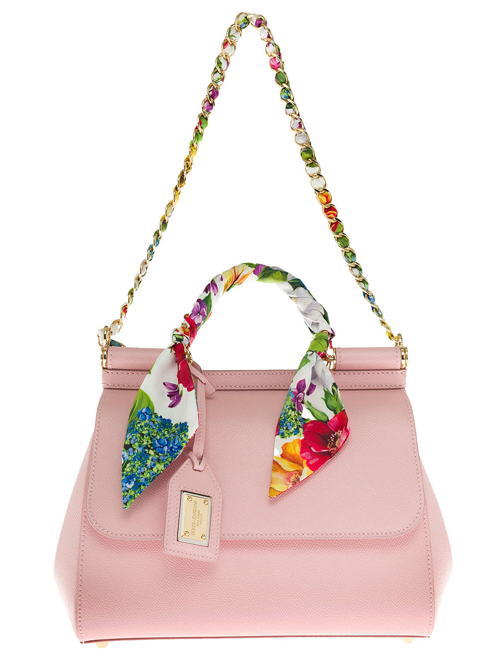 Dolce & Gabbana Sicily Pink Leather Handbag