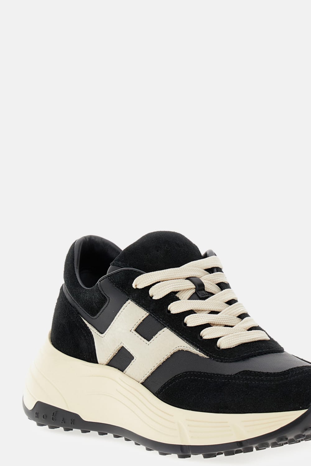 Hogan Suede And Nappa Leather Sneakers With Contrast Panel In Black