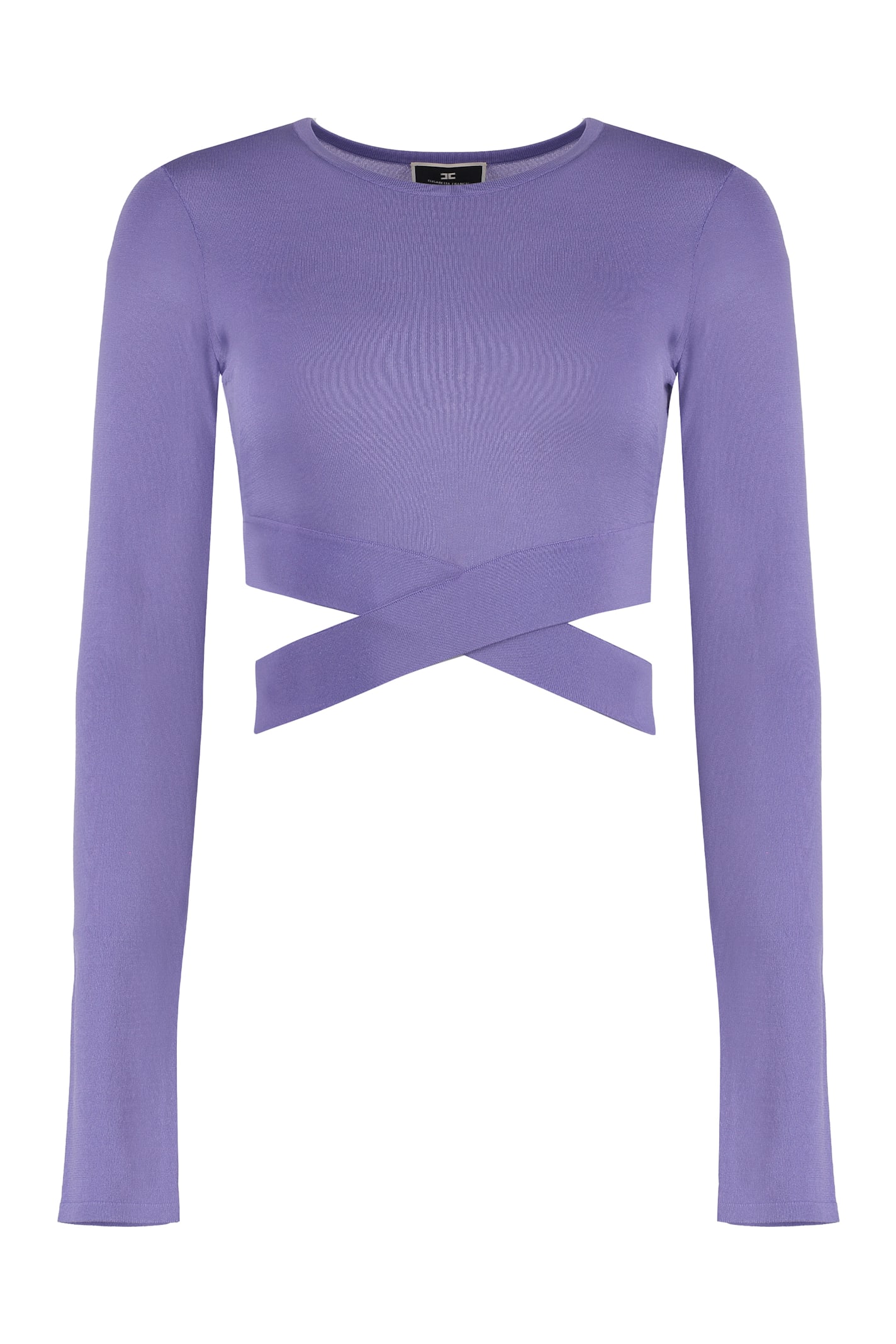 Shop Elisabetta Franchi Knitted Crop Top In Lilac