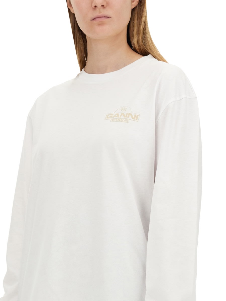 Shop Ganni T-shirt With Logo In White