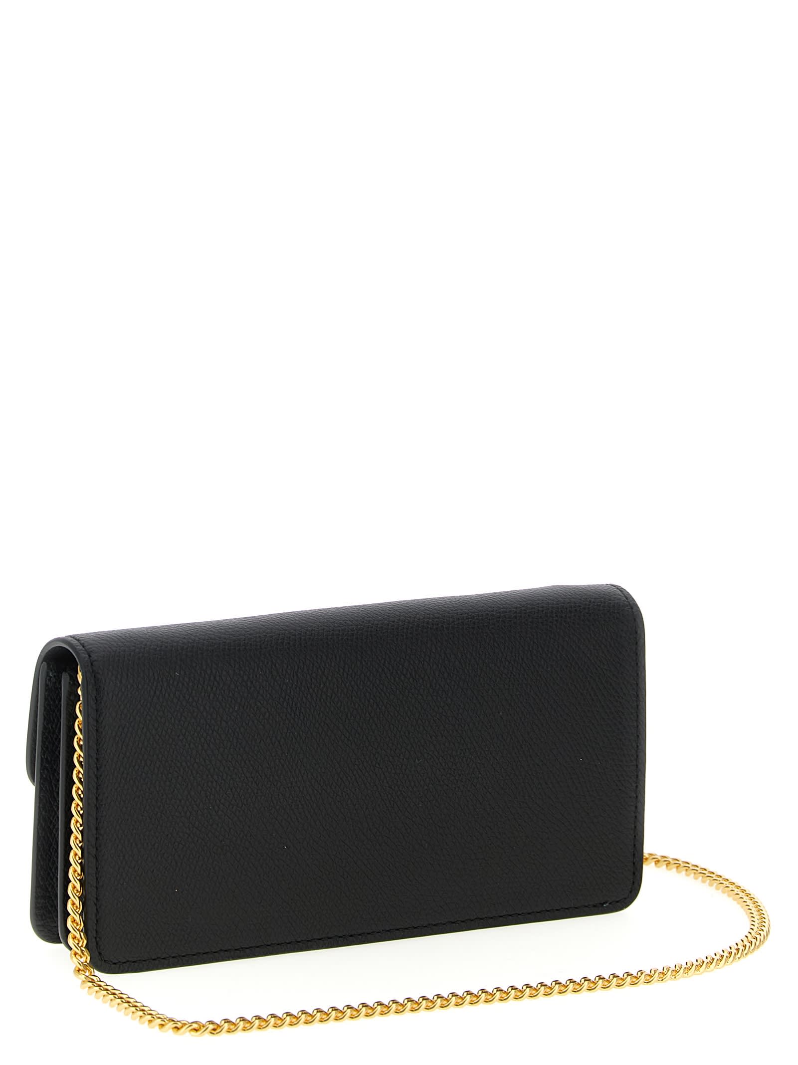 Valentino Garavani Wallet On Chain  Garavani Vlogo Signature In Black