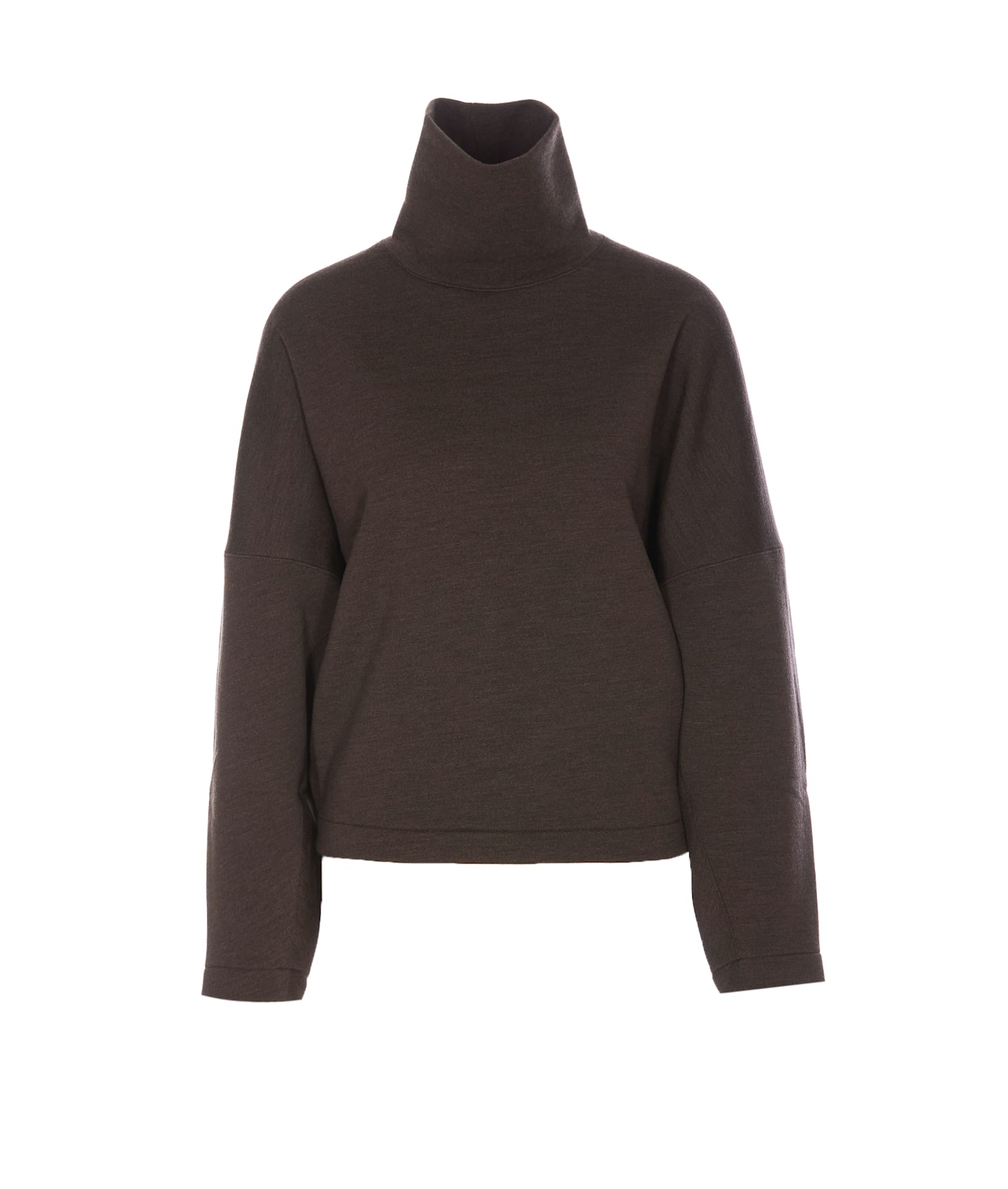 Lemaire High Neck Sweater In Brown