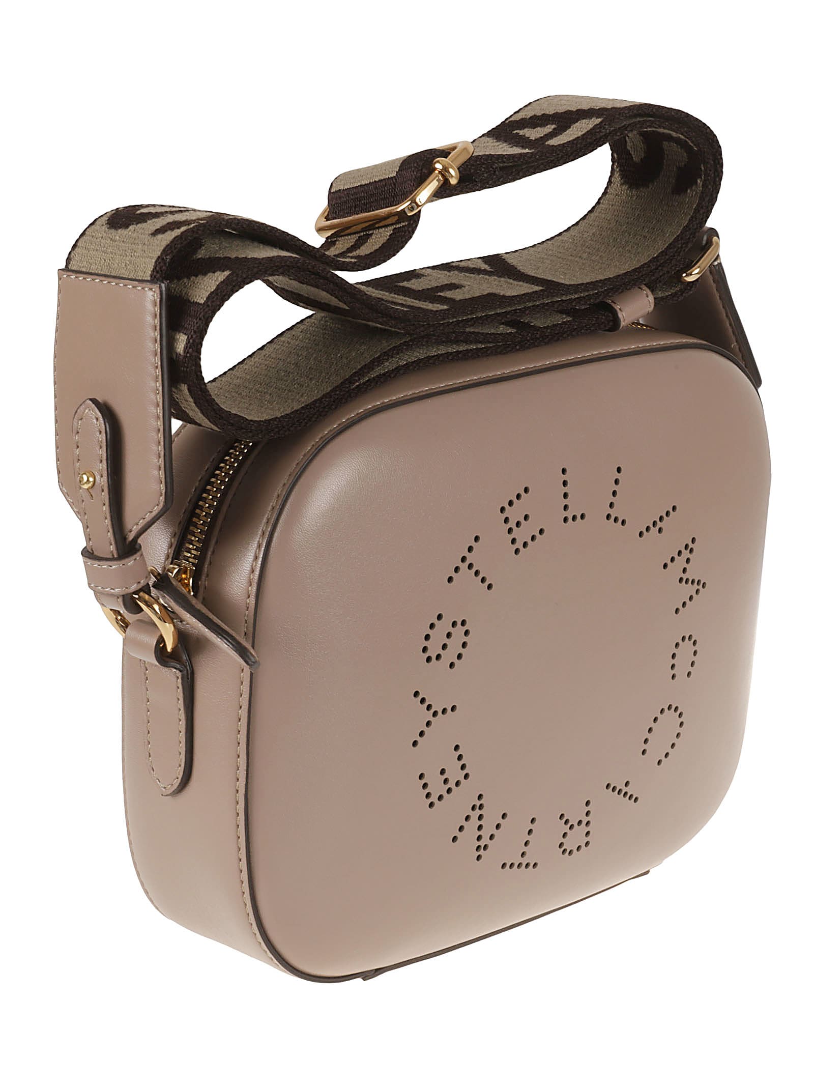 Shop Stella Mccartney Perforated Stella Logo Camera Shoulder Bag In Pink