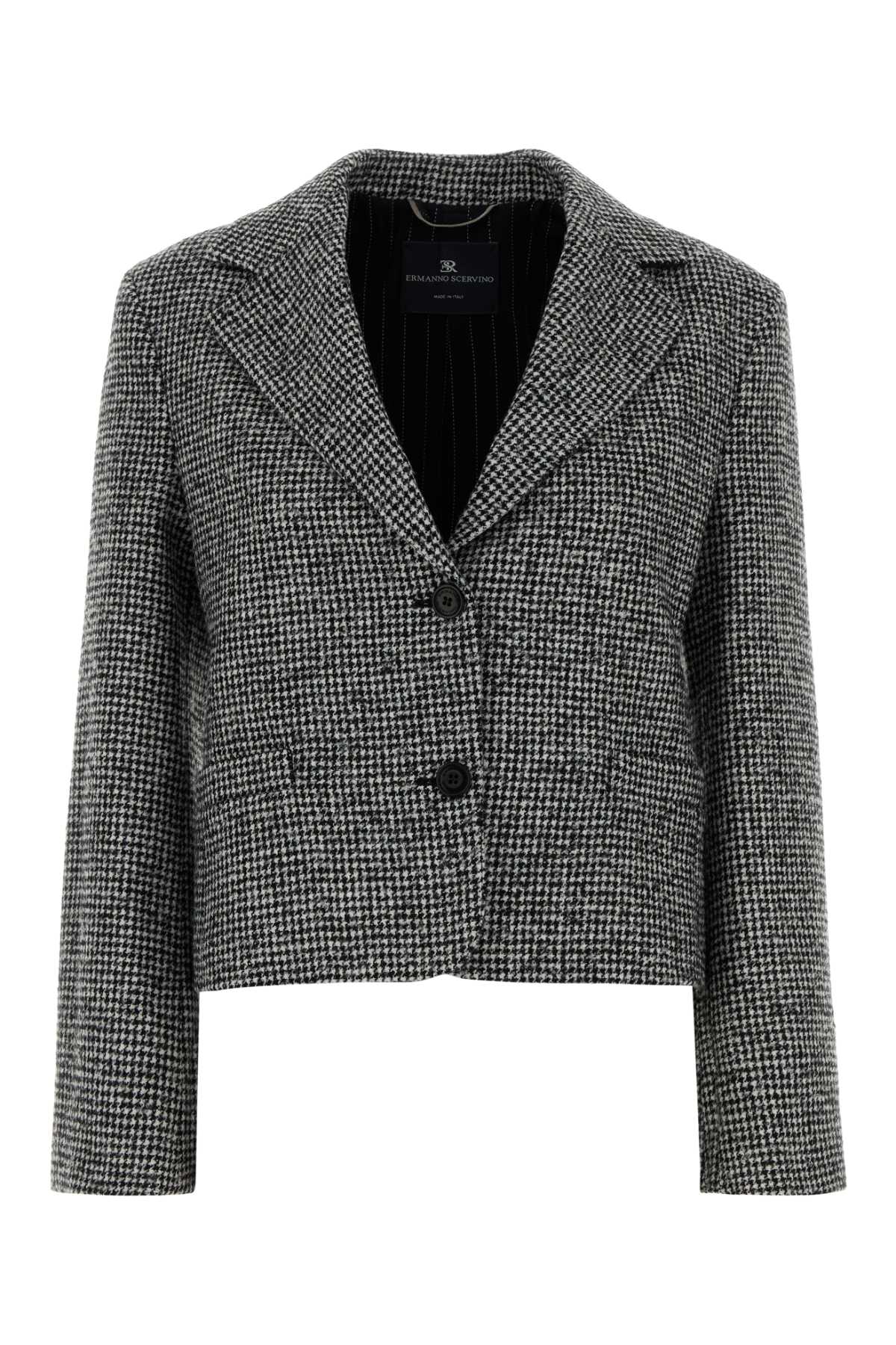 Ermanno Scervino Embroidered Wool Blend Blazer In Black