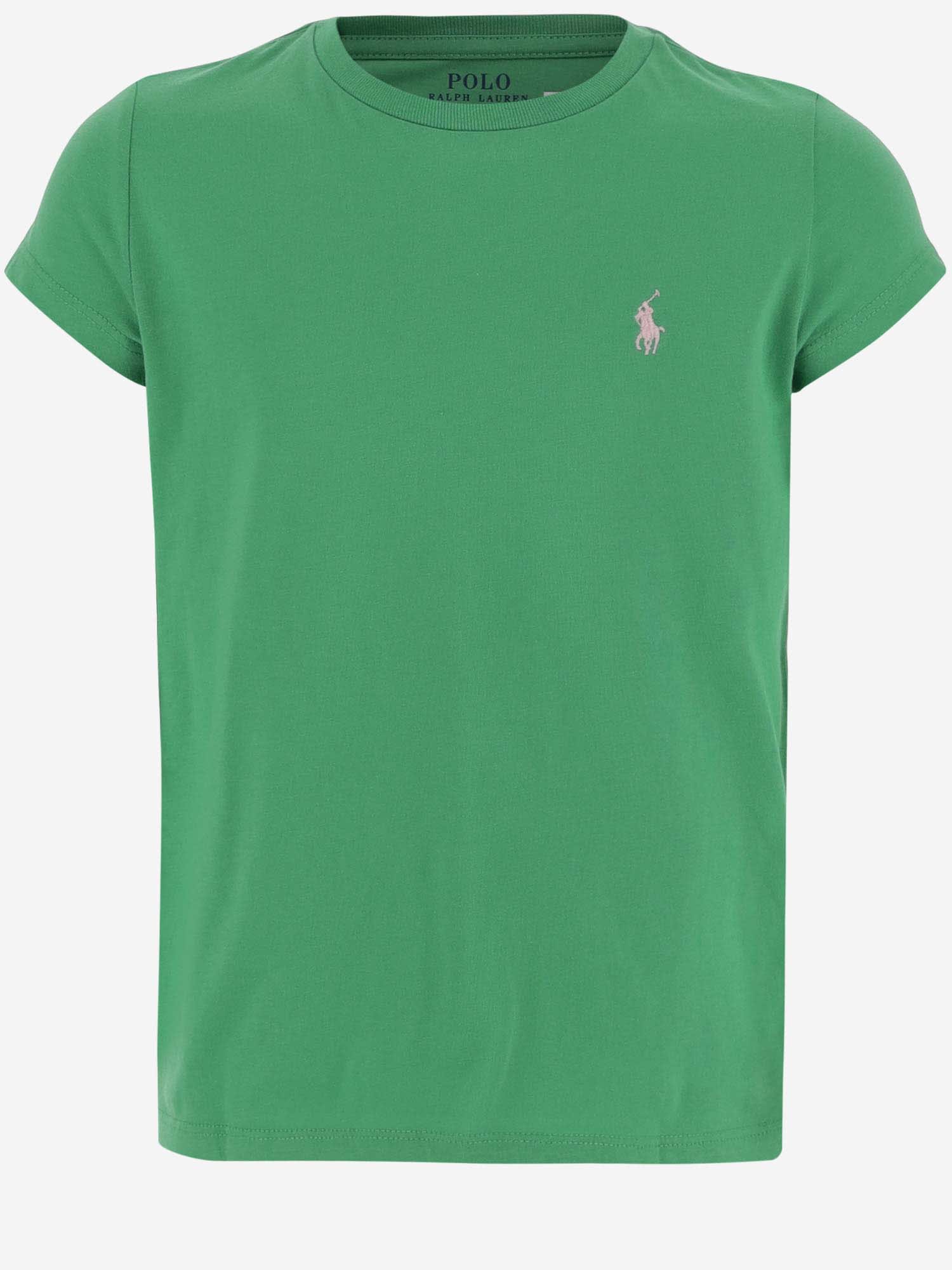 Polo Ralph Lauren Kids' Cotton T-shirt With Logo In Green
