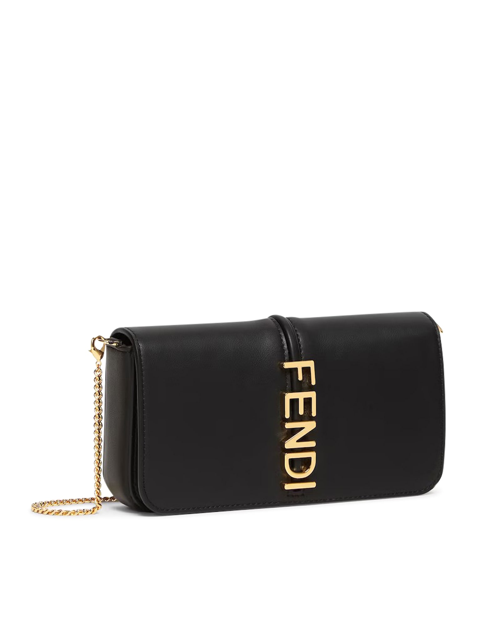 Fendi Wallet On Chain With Pouches Mini Leather In Grey - Praise