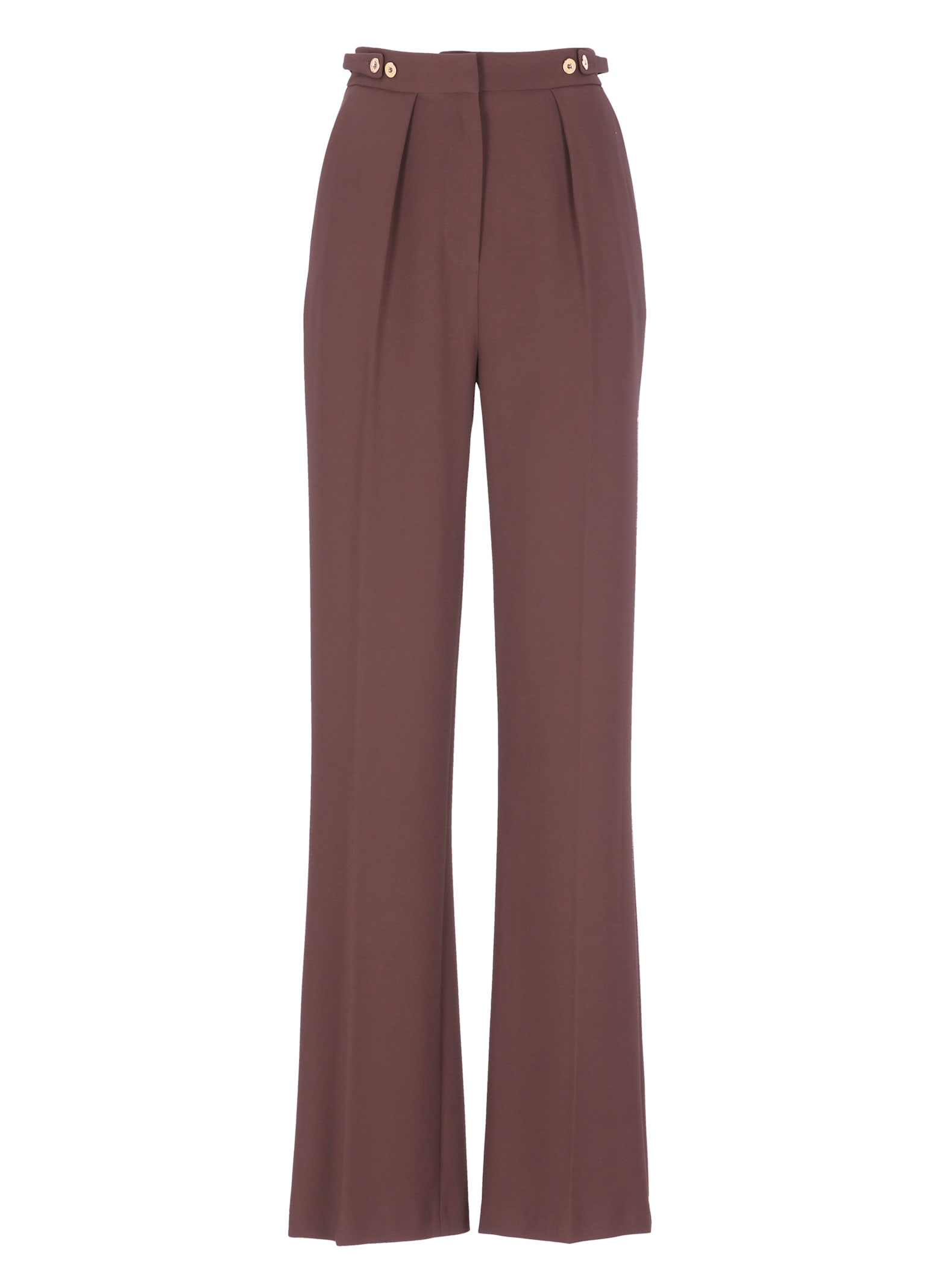 Elisabetta Franchi High Waist Wide Leg Trousers With Pockets In Burgundy