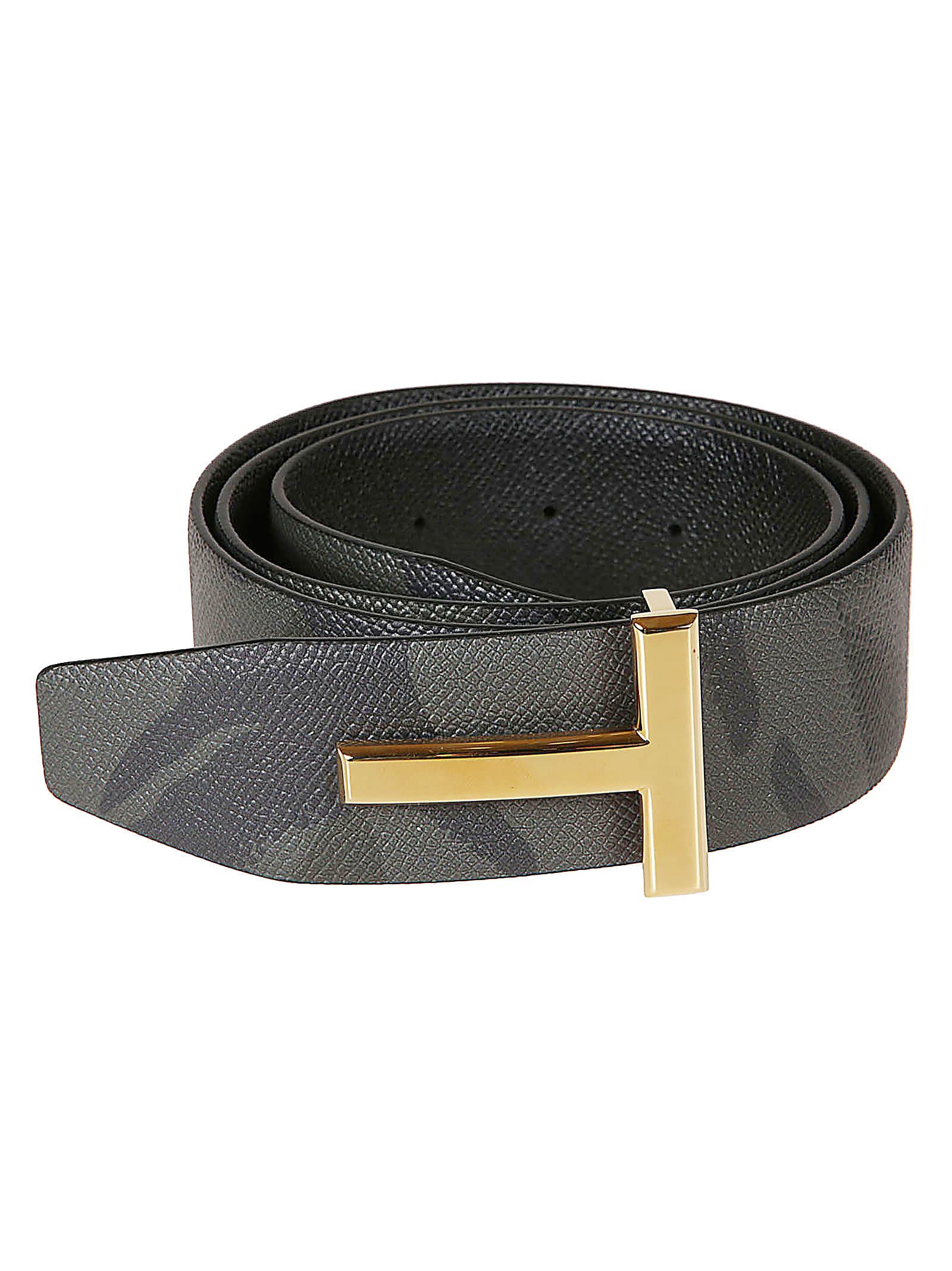 Shop Tom Ford T Buckled Belt In Dark Olive