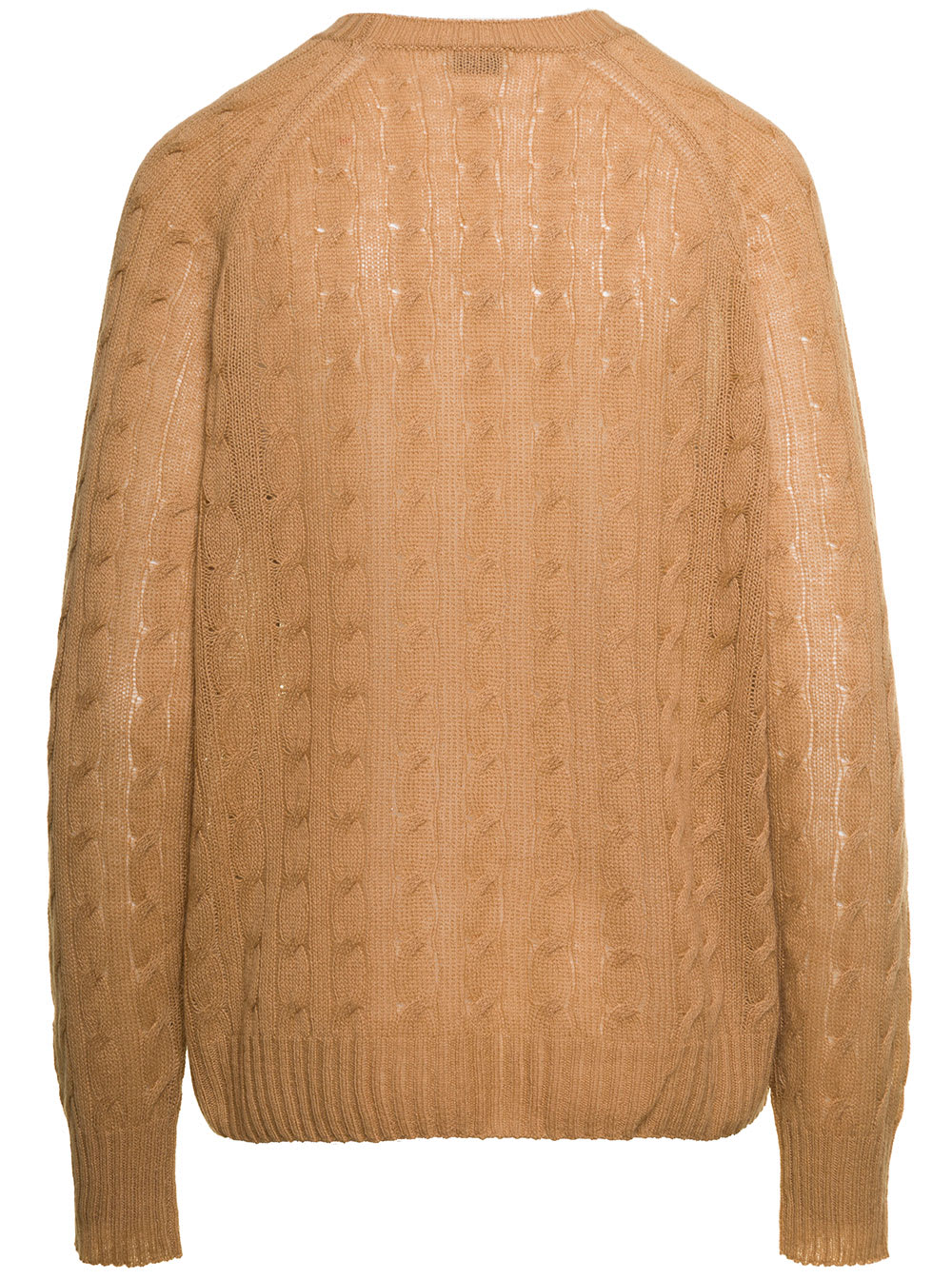 Shop Etro Beige Braided Pullover With Embroidered Logo On The Chest In Cashmere Woman