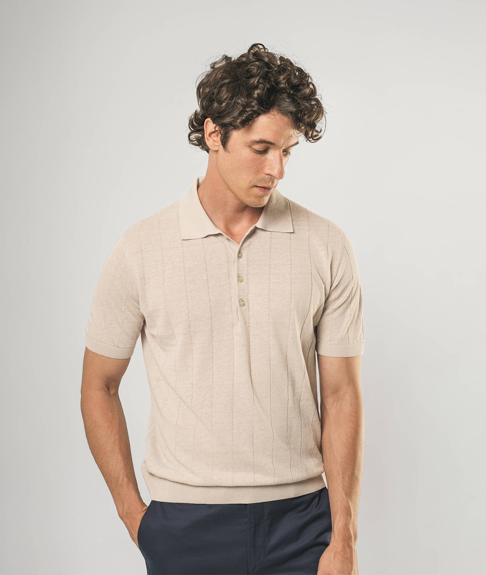Larusmiani Linen And Cotton Polo Saint Tropez Sweater In Beige